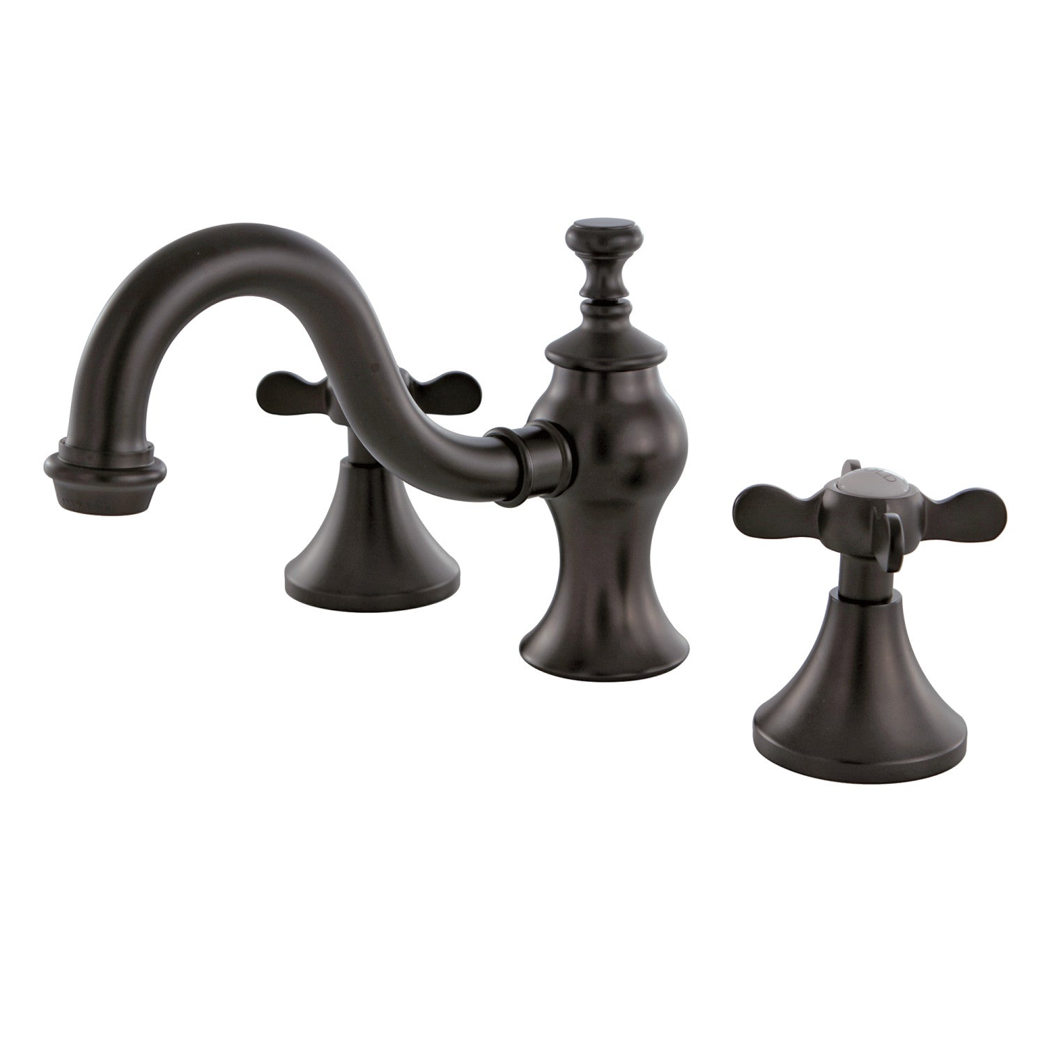 Kingston Heirloom KC7165BEX - Essex Two-Handle 3-Hole Deck Mount Widespread Bathroom Faucet with Brass Pop-Up, Oil Rubbed Bronze