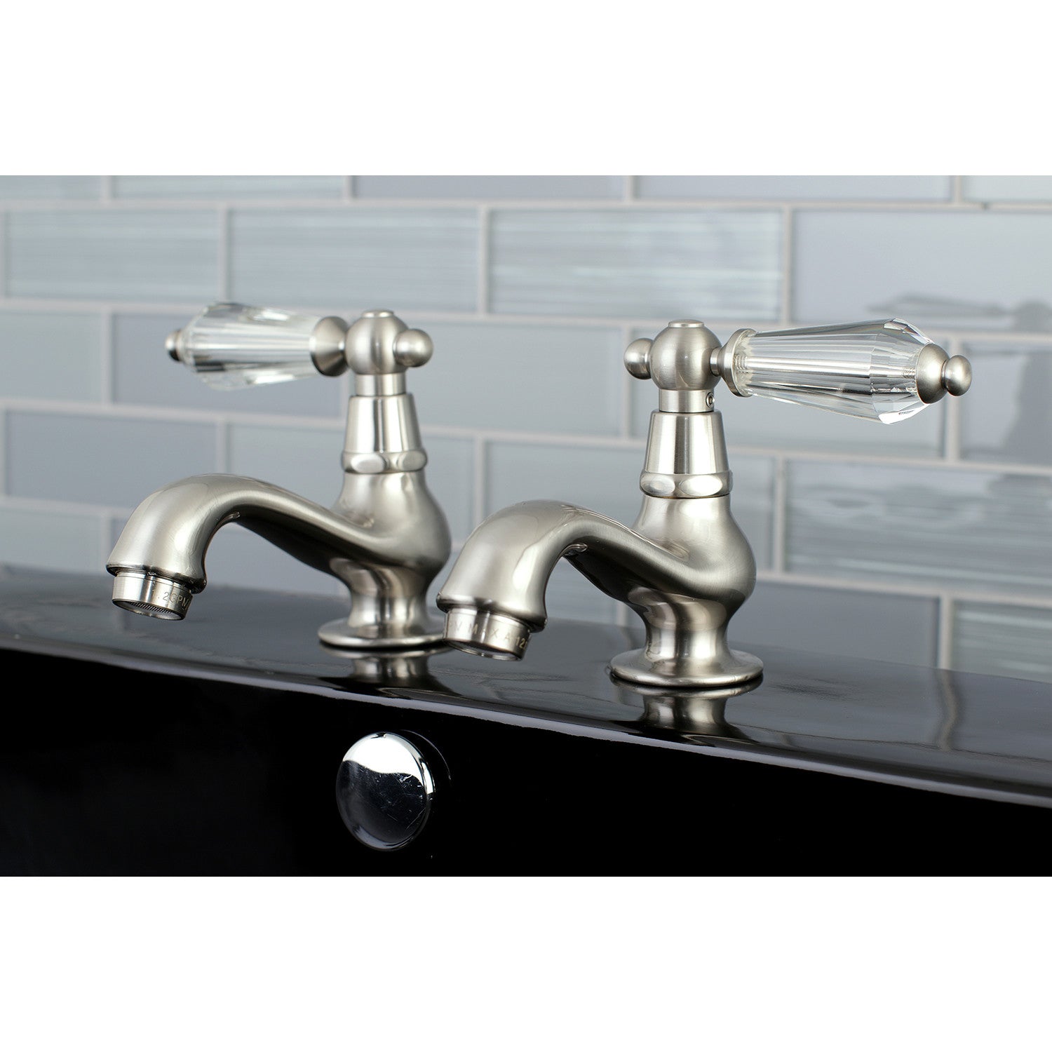 Kingston Heirloom KS1108WLL - Wilshire Two-Handle Deck Mount Basin Tap Faucet, Brushed Nickel — thumbnail 2