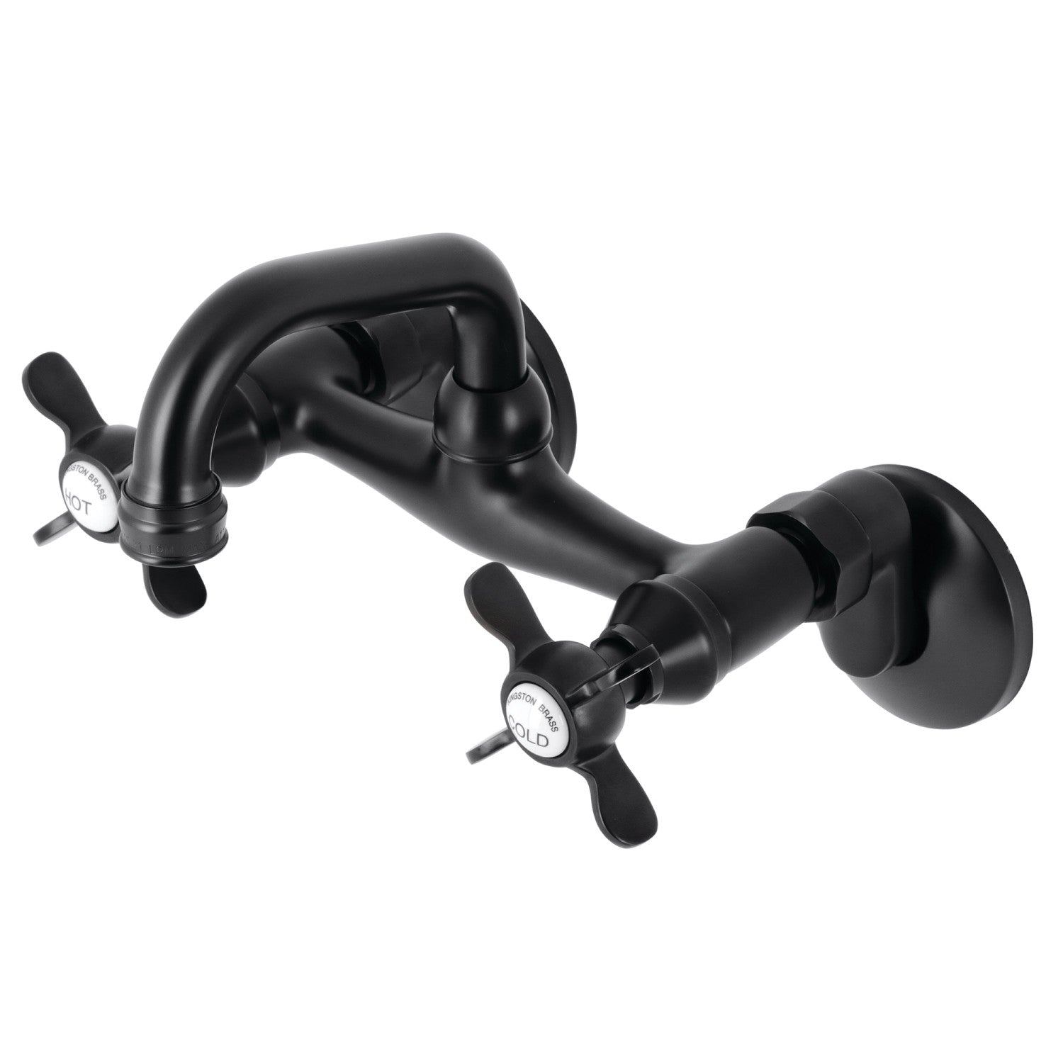 Kingston Heirloom KS112MB - Kingston Two-Handle 2-Hole Wall Mount Bar Faucet, Matte Black