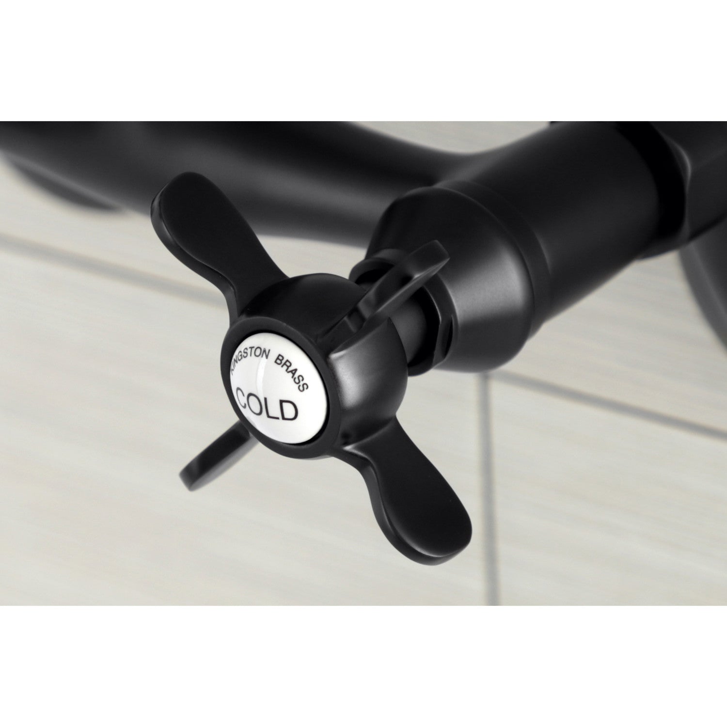 Kingston Heirloom KS112MB - Kingston Two-Handle 2-Hole Wall Mount Bar Faucet, Matte Black — thumbnail 2