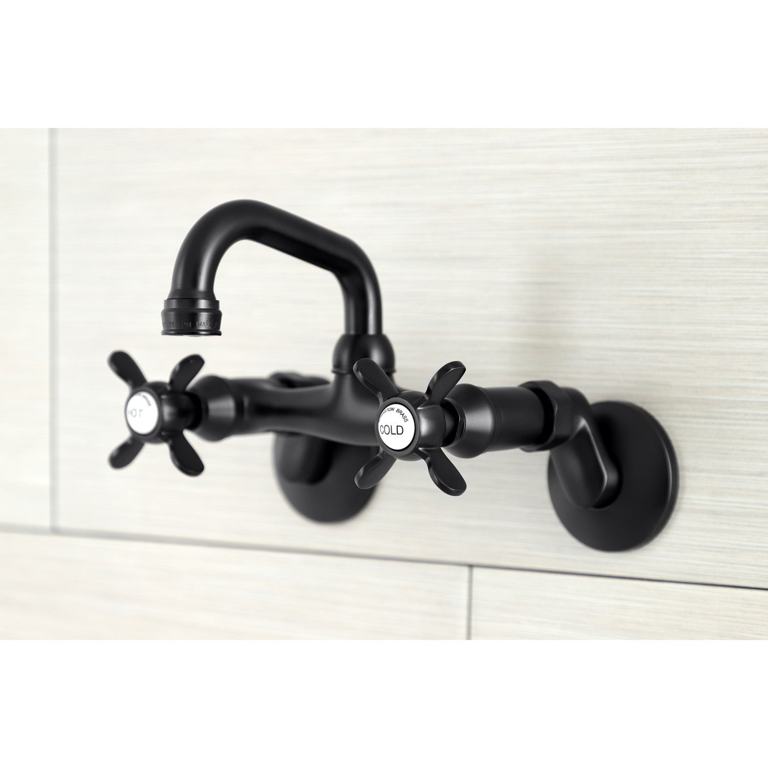 Kingston Heirloom KS112MB - Kingston Two-Handle 2-Hole Wall Mount Bar Faucet, Matte Black — thumbnail 3
