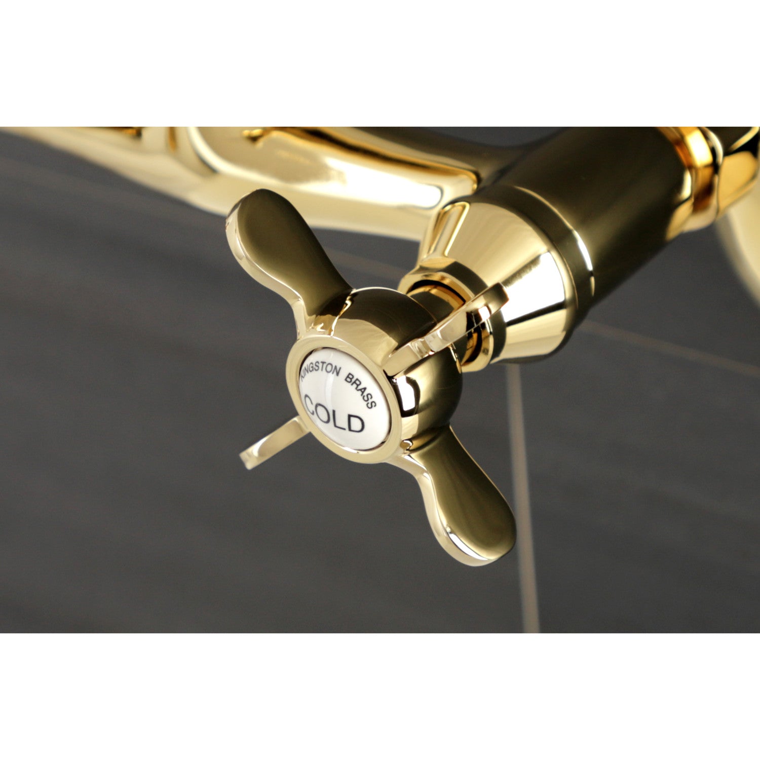 Kingston Heirloom KS112PB - Kingston Two-Handle 2-Hole Wall Mount Bar Faucet, Polished Brass — thumbnail 2
