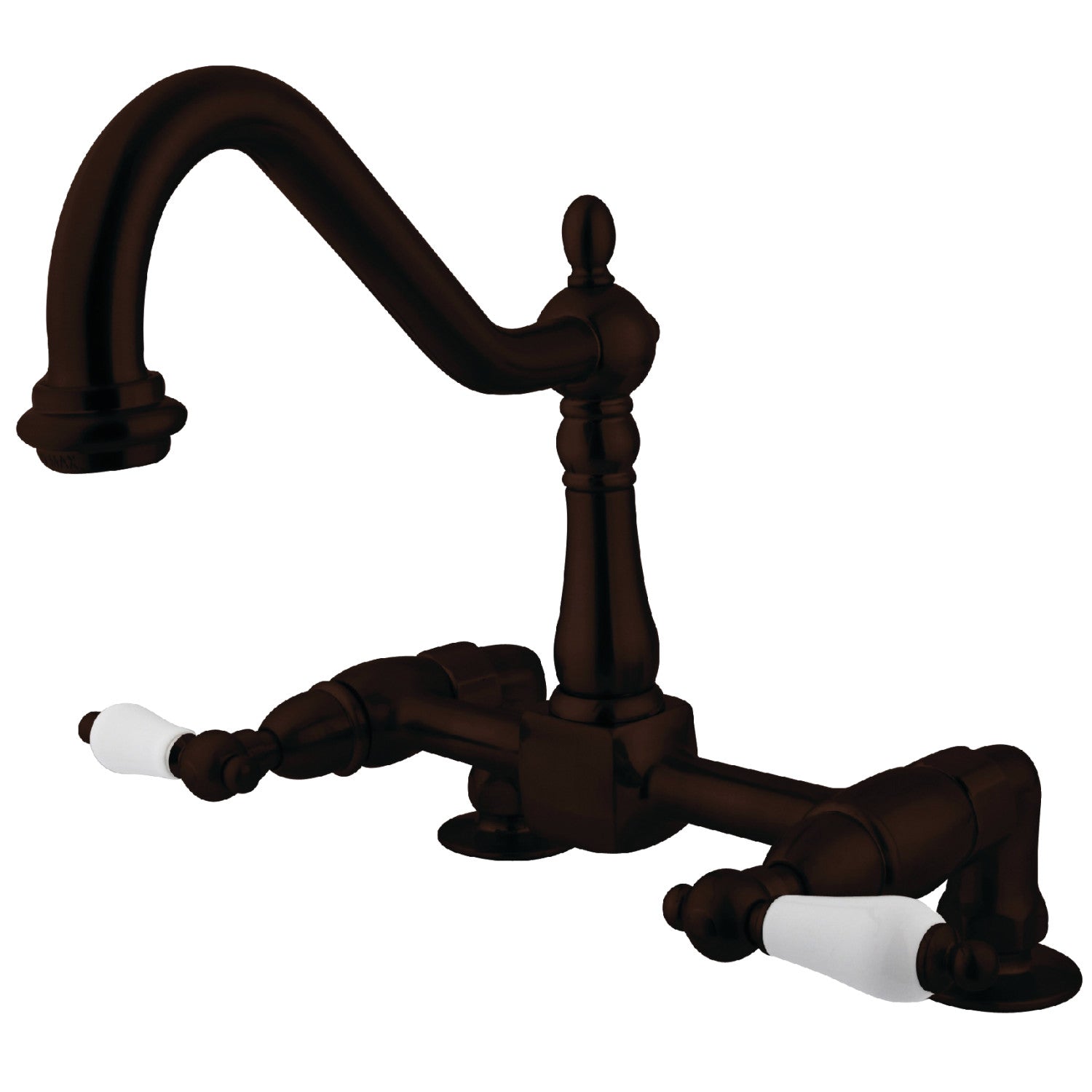 Kingston Heritage KS1145PL Two-Handle 2-Hole Deck Mount Bridge Kitchen Faucet, Oil Rubbed Bronze