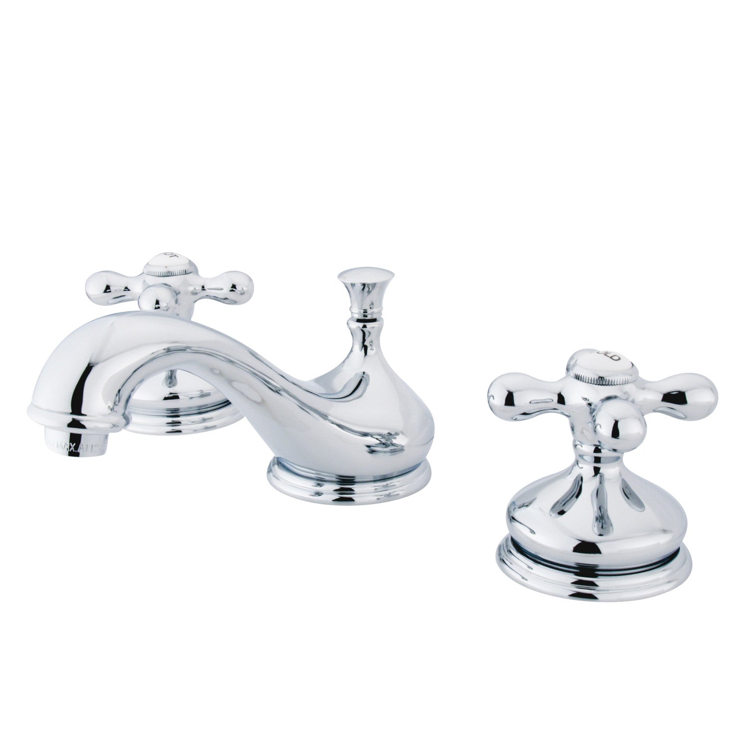 Kingston Heirloom KS1161AX - Heritage Two-Handle 3-Hole Deck Mount Widespread Bathroom Faucet with Brass Pop-Up, Polished Chrome