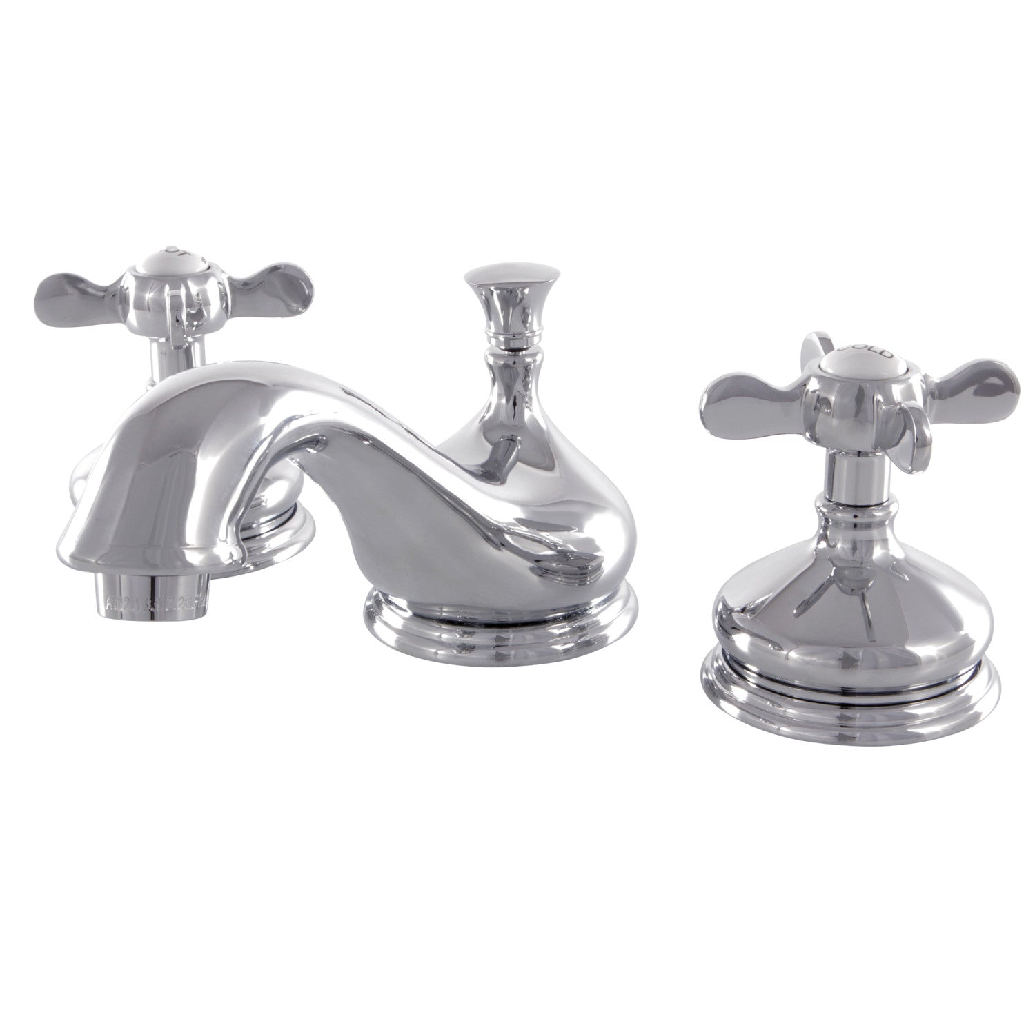 Kingston Heirloom KS1161BEX - Essex Two-Handle 3-Hole Deck Mount Widespread Bathroom Faucet with Brass Pop-Up, Polished Chrome