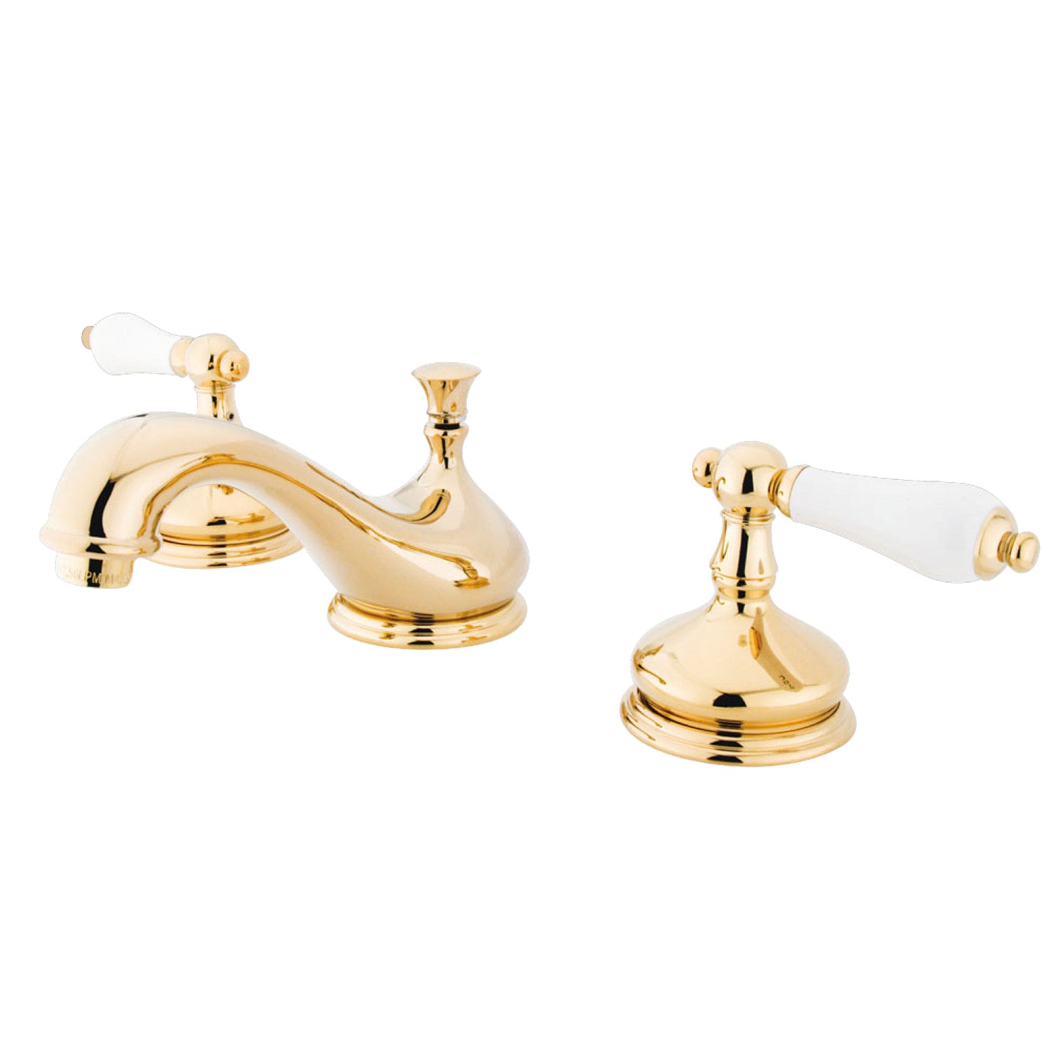 Kingston Heirloom KS1162PL - Heritage Two-Handle 3-Hole Deck Mount Widespread Bathroom Faucet with Brass Pop-Up, Polished Brass