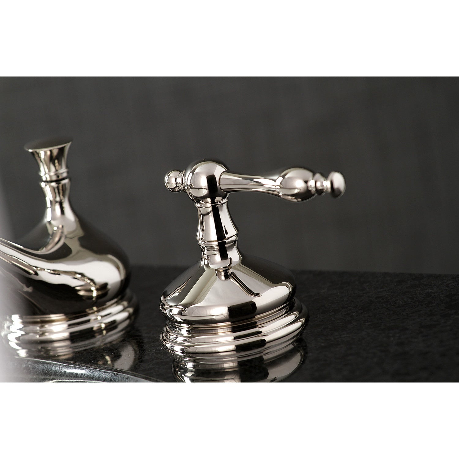 Kingston Heirloom KS1166NL - Heritage Two-Handle 3-Hole Deck Mount Widespread Bathroom Faucet with Brass Pop-Up, Polished Nickel — thumbnail 2