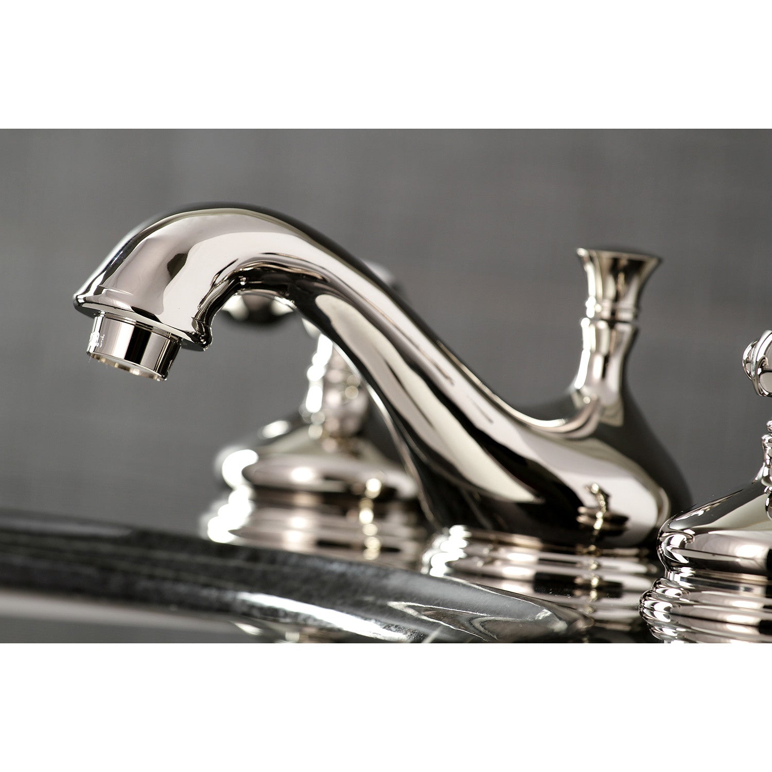 Kingston Heirloom KS1166TAL - Tudor Two-Handle 3-Hole Deck Mount Widespread Bathroom Faucet with Brass Pop-Up, Polished Nickel — thumbnail 3