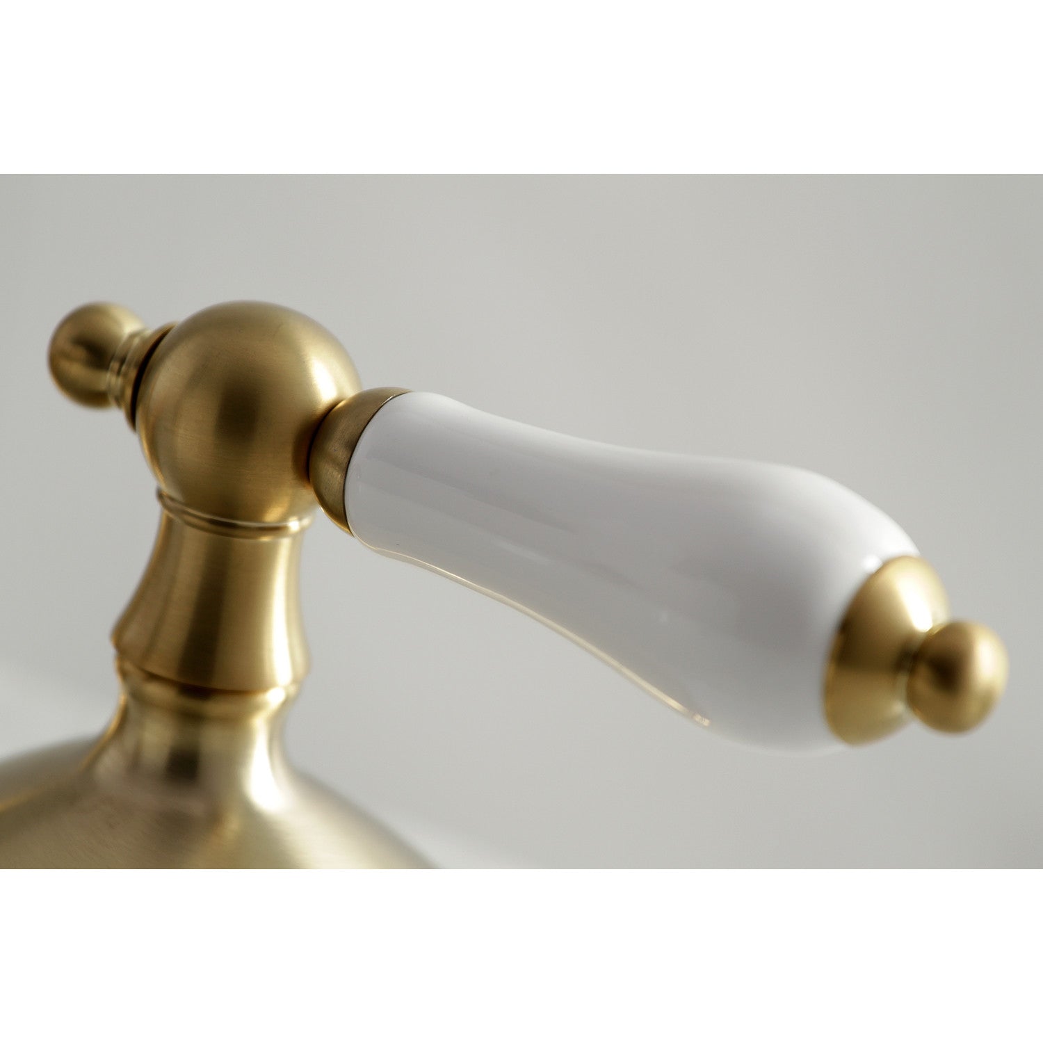 Kingston Heirloom KS1167PL - Heritage Two-Handle 3-Hole Deck Mount Widespread Bathroom Faucet with Brass Pop-Up, Brushed Brass — thumbnail 2