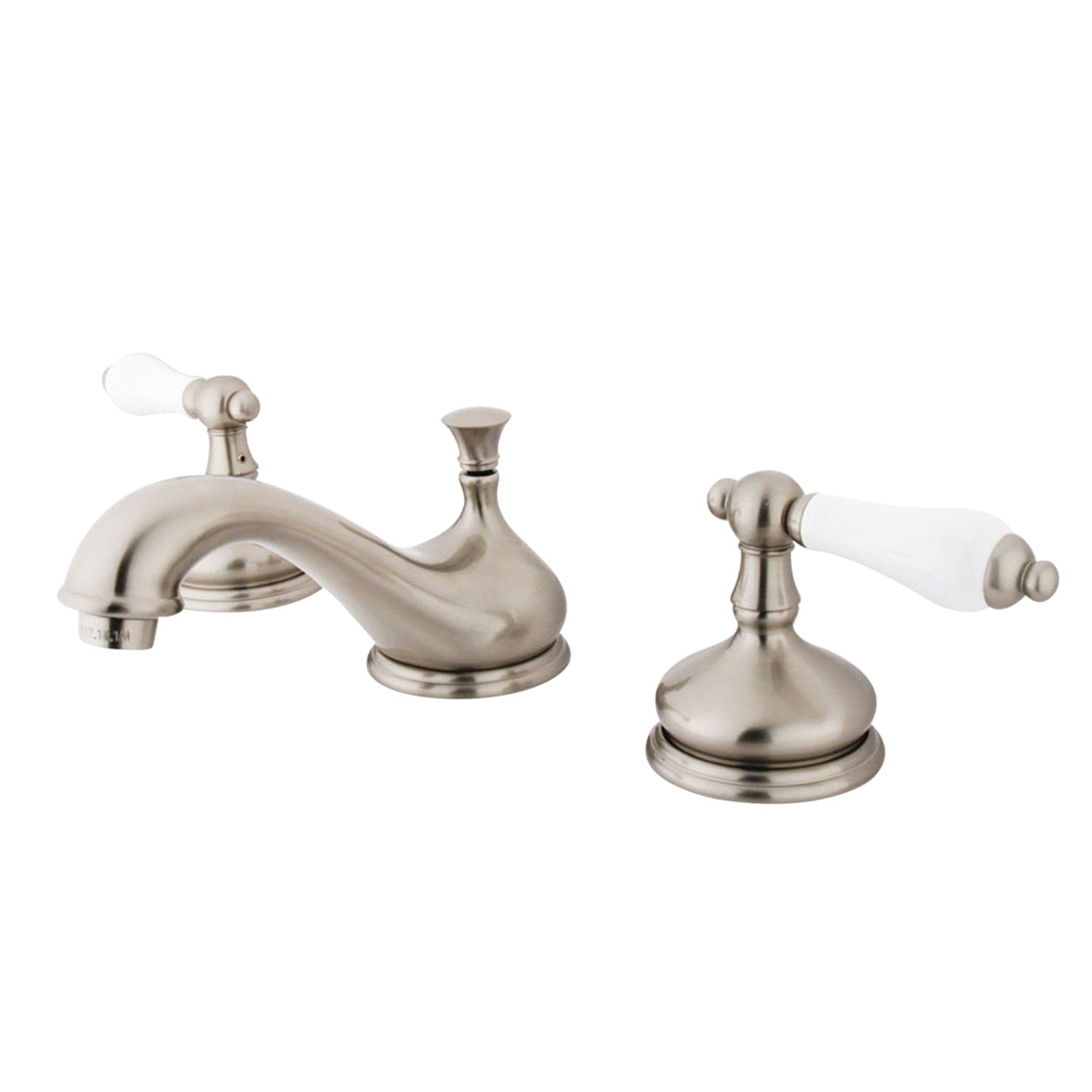 Kingston Heirloom KS1168PL - Heritage Two-Handle 3-Hole Deck Mount Widespread Bathroom Faucet with Brass Pop-Up, Brushed Nickel