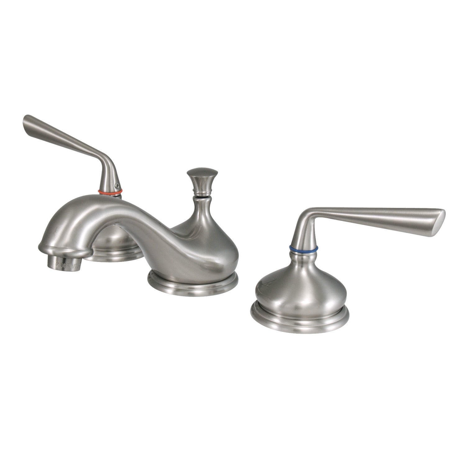 Kingston Tulare KS1168ZL - Silver Sage Two-Handle 3-Hole Deck Mount Widespread Bathroom Faucet with Brass Pop-Up, Brushed Nickel
