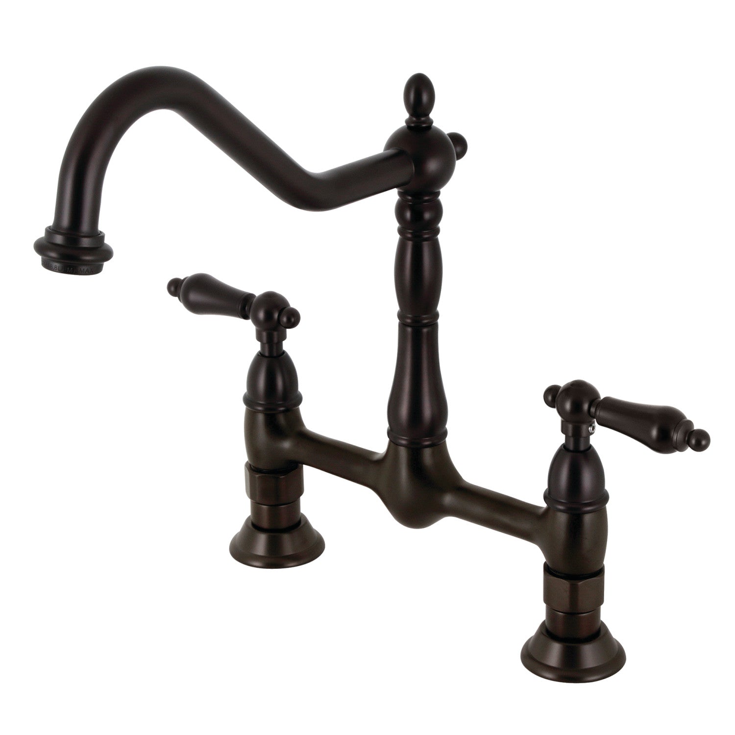 Kingston Heirloom KS1175AL - Heritage Two-Handle 2-Hole Deck Mount Bridge Kitchen Faucet, Oil Rubbed Bronze