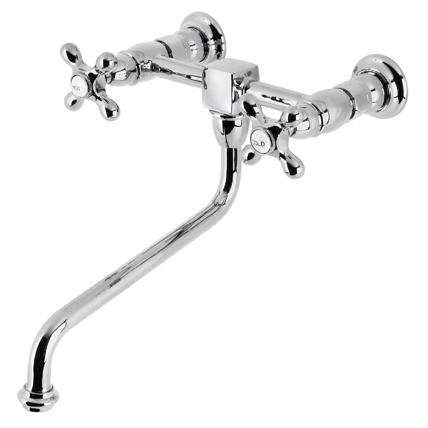 Kingston Heirloom KS1201AX - Heritage Two-Handle 2-Hole Wall Mount Bridge Kitchen Faucet, Polished Chrome — image 1