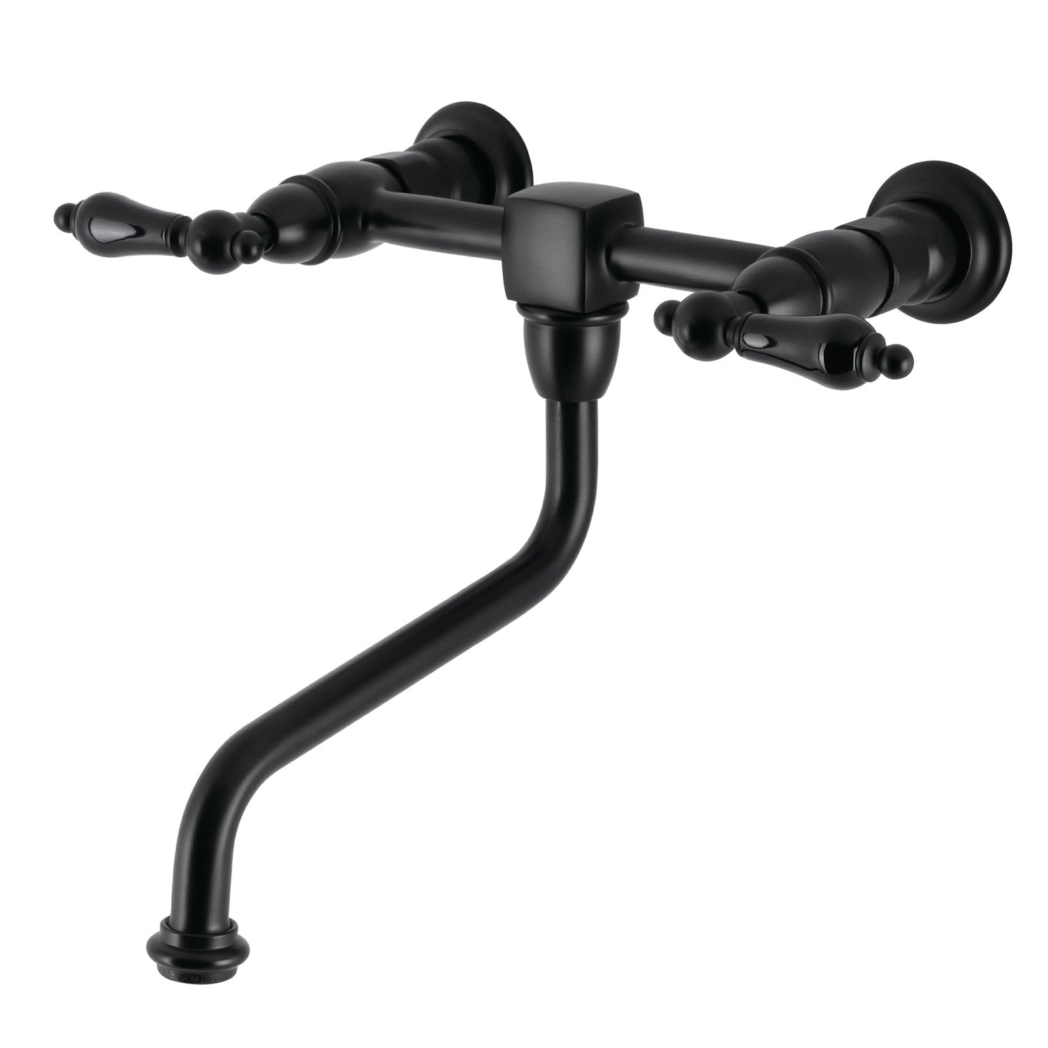 Kingston Heirloom KS1210PKL - Duchess Double-Handle 2-Hole Wall Mount Bathroom Faucet, Matte Black