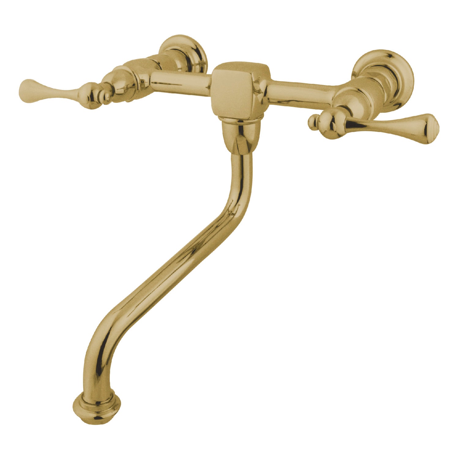 Kingston Heirloom KS1212BL - Heritage Double-Handle 2-Hole Wall Mount Bathroom Faucet, Polished Brass