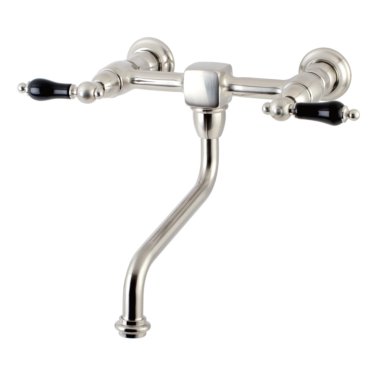 Kingston Heirloom KS1218PKL - Duchess Double-Handle 2-Hole Wall Mount Bathroom Faucet, Brushed Nickel