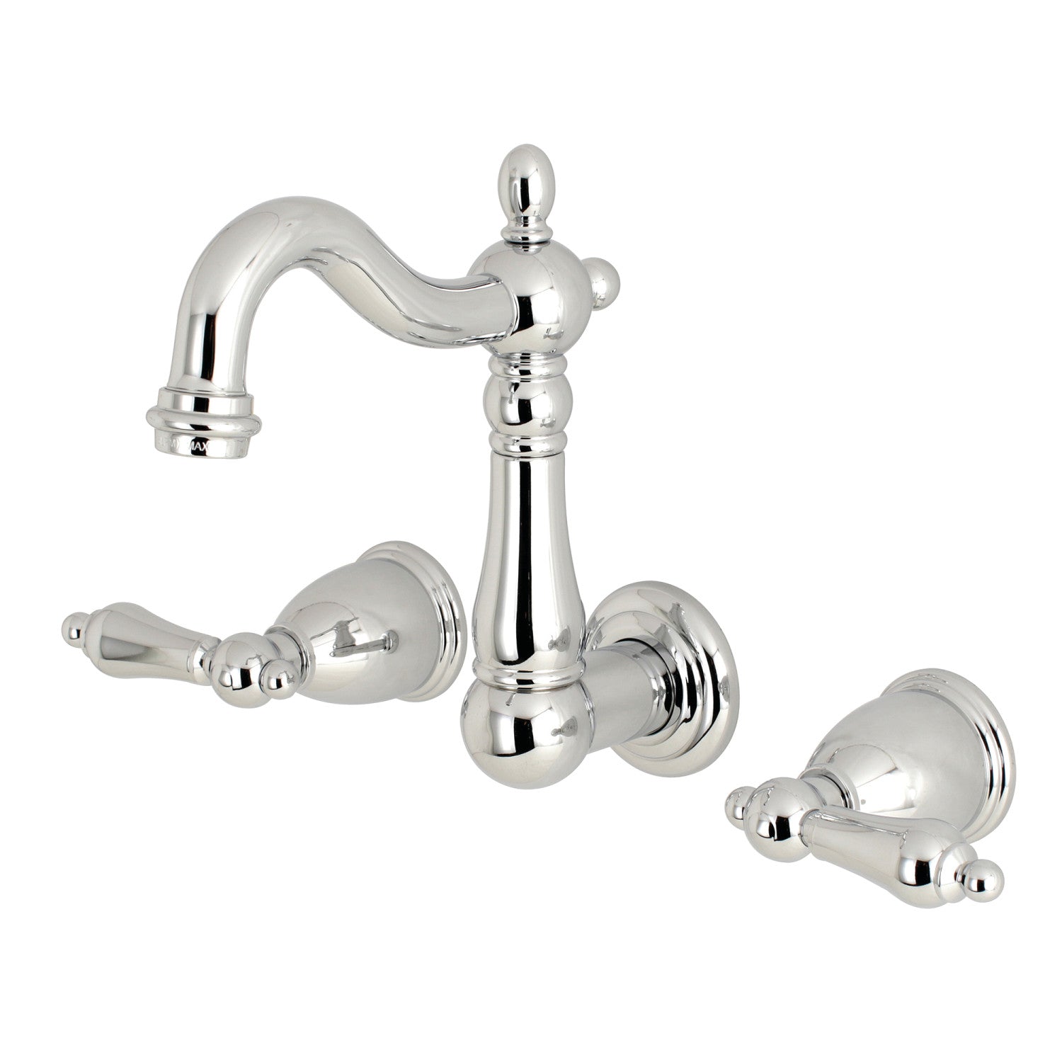 Kingston Heirloom KS1221AL - Heritage Double-Handle 3-Hole Wall Mount Bathroom Faucet, Polished Chrome