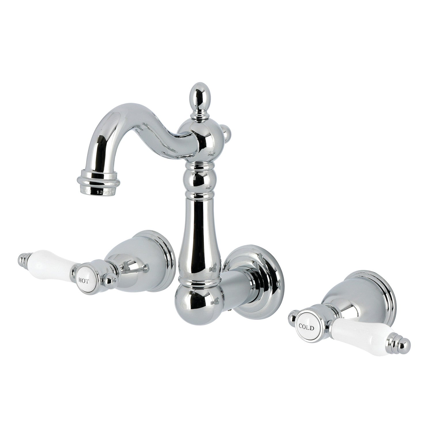 Kingston Heirloom KS1221BPL - Bel-Air Double-Handle 3-Hole Wall Mount Bathroom Faucet, Polished Chrome
