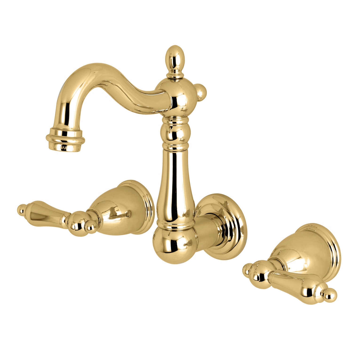 Kingston Heirloom KS1222AL - Heritage Double-Handle 3-Hole Wall Mount Bathroom Faucet, Polished Brass