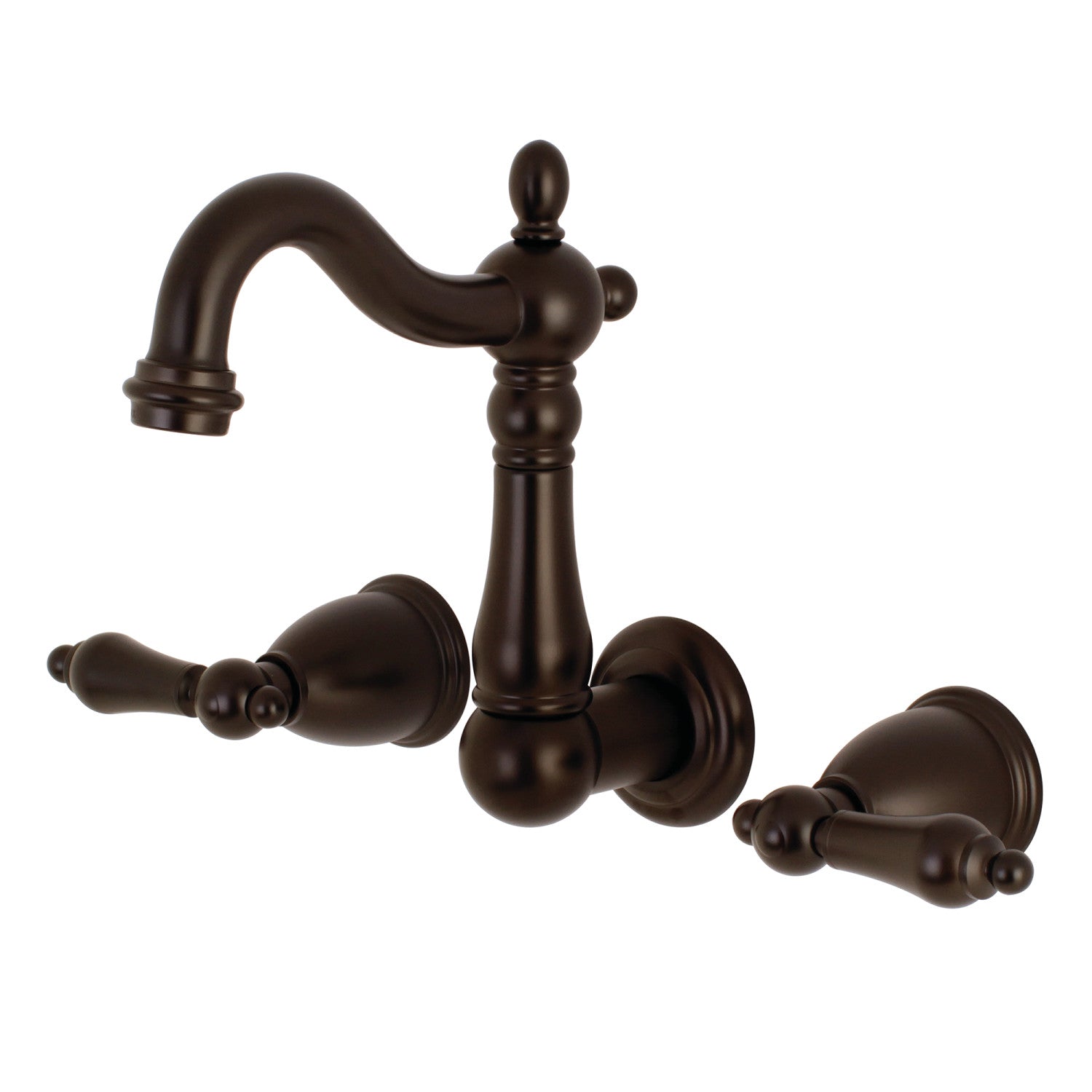 Kingston Heirloom KS1225AL - Heritage Double-Handle 3-Hole Wall Mount Bathroom Faucet, Oil Rubbed Bronze