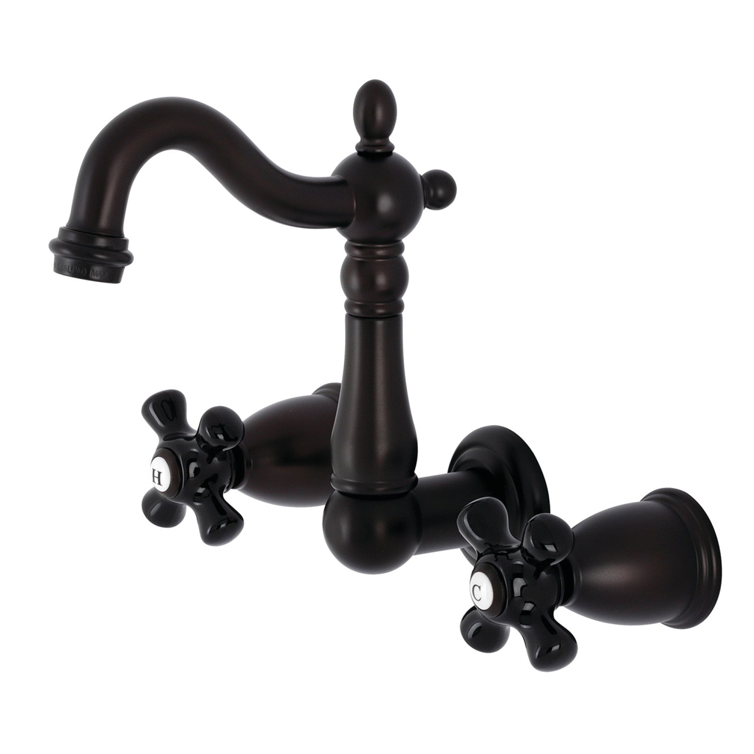 Kingston Heirloom KS1225PKX - Duchess Double-Handle 3-Hole Wall Mount Bathroom Faucet, Oil Rubbed Bronze