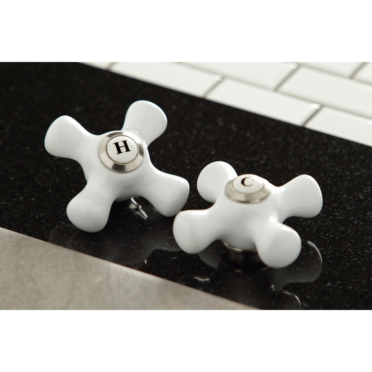 Kingston Heirloom KS1228PX - Heritage Double-Handle 3-Hole Wall Mount Bathroom Faucet, Brushed Nickel — thumbnail 3