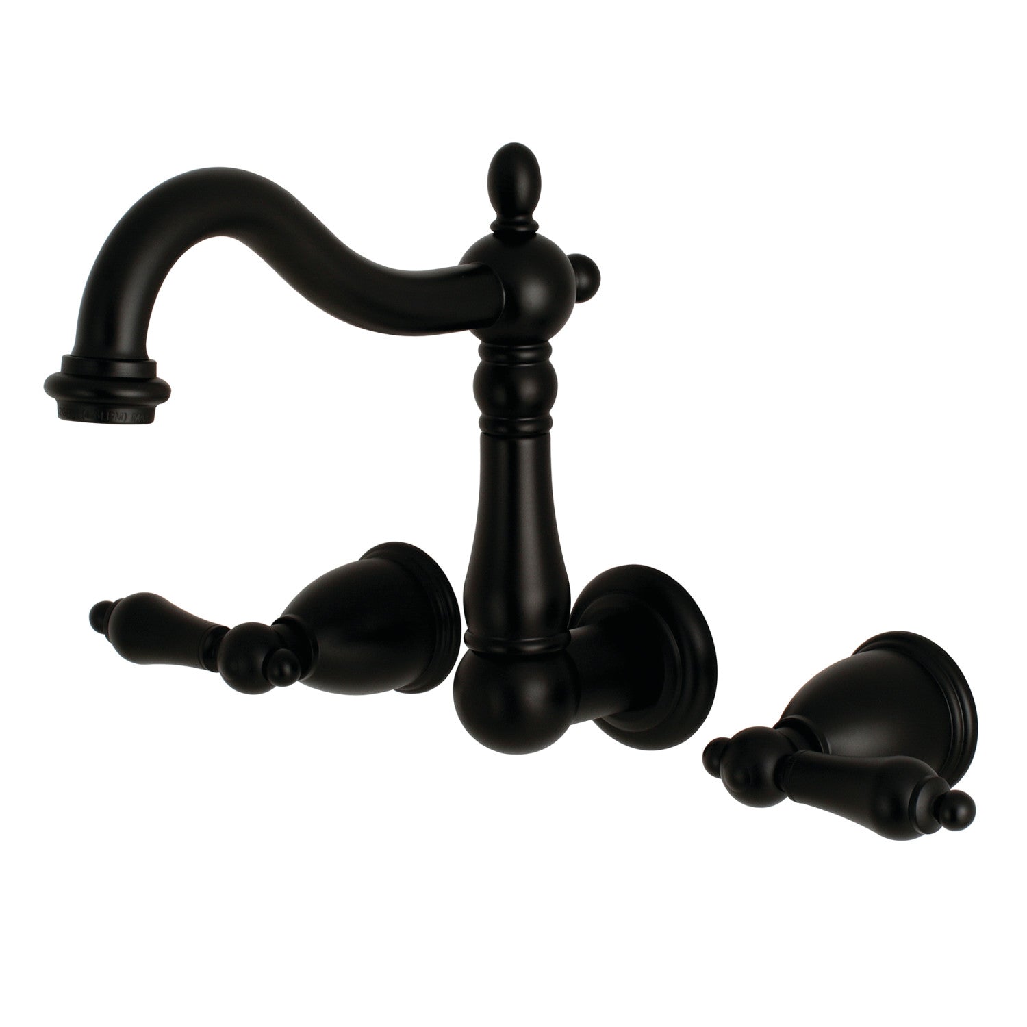 Kingston Heirloom KS1250AL - Heritage Double-Handle 3-Hole Wall Mount Bathroom Faucet, Matte Black