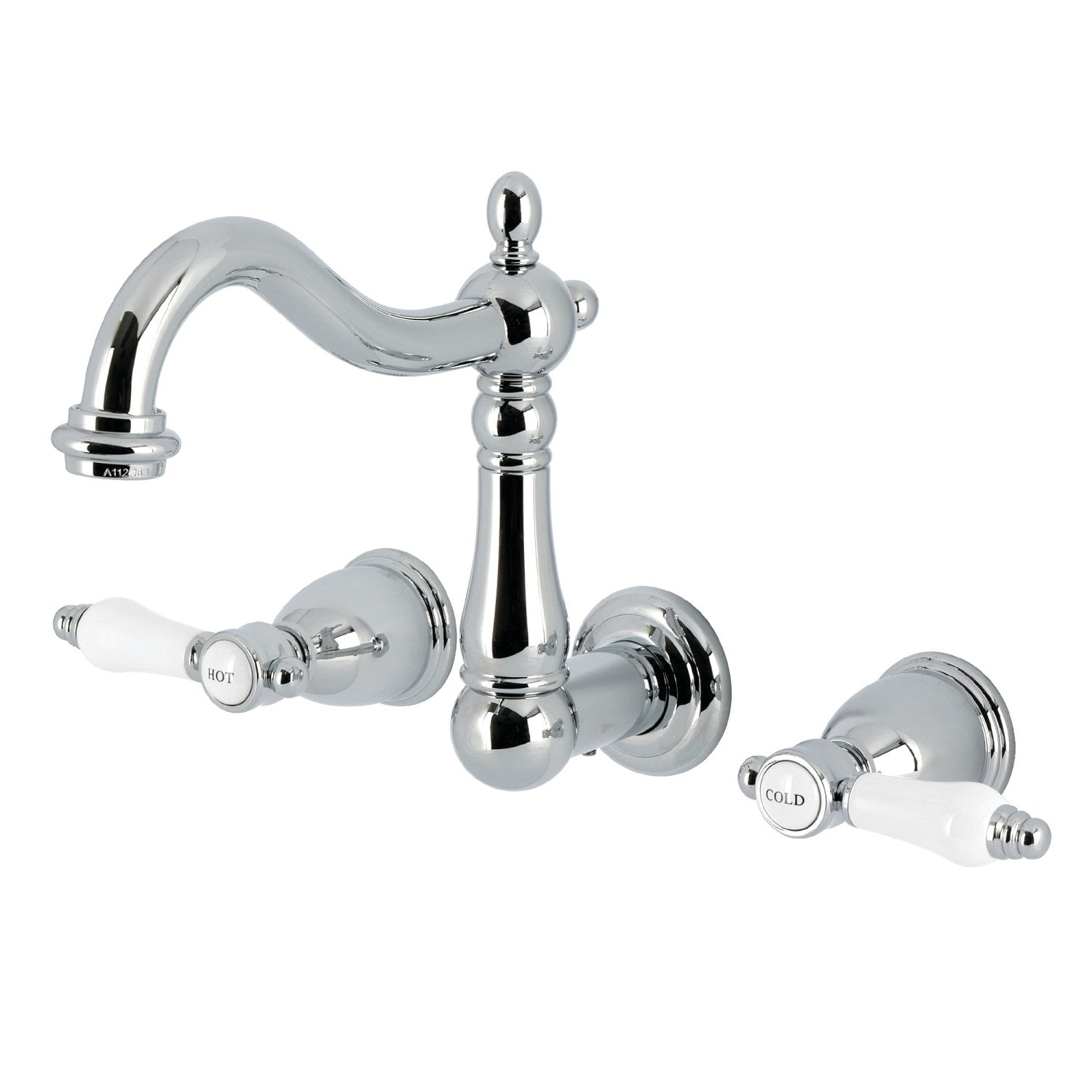 Kingston Heirloom KS1251BPL - Bel-Air Double-Handle 3-Hole Wall Mount Bathroom Faucet, Polished Chrome