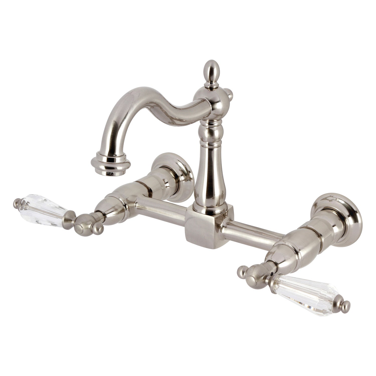 Kingston Heirloom KS1268WLL - Willshire Two-Handle 2-Hole Wall Mount Bridge Kitchen Faucet, Brushed Nickel