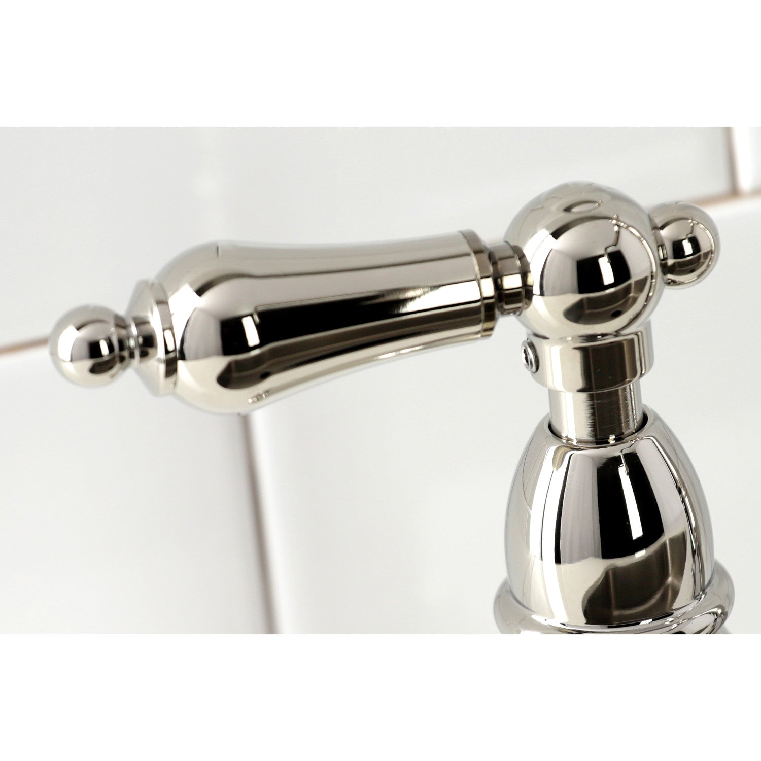 Kingston Heirloom KS1276ALBS - Heritage Two-Handle 4-Hole Deck Mount Bridge Kitchen Faucet with Brass Sprayer, Polished Nickel — thumbnail 2