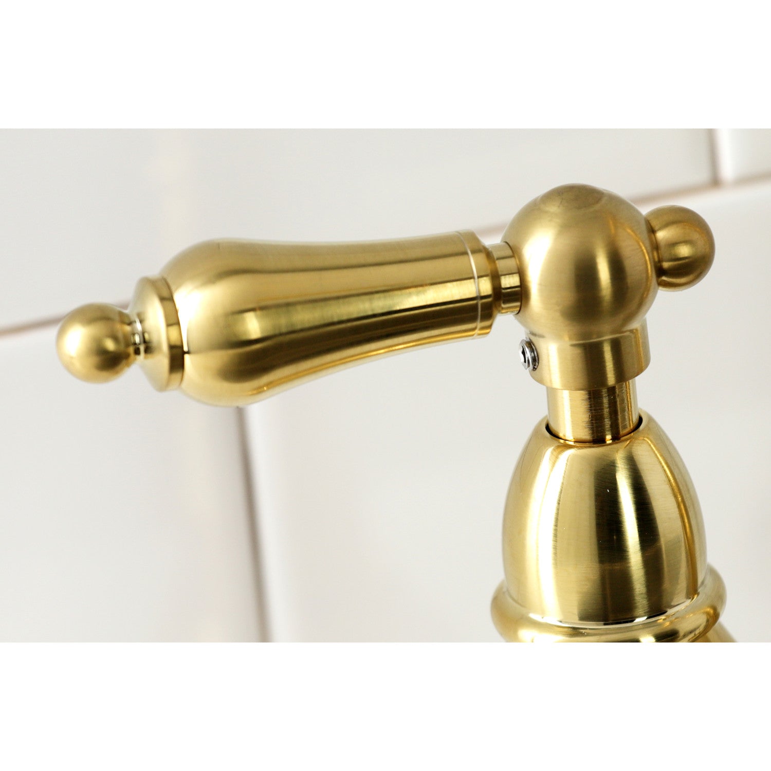 Kingston Heirloom KS1277ALBS - Heritage Two-Handle 4-Hole Deck Mount Bridge Kitchen Faucet with Brass Sprayer, Brushed Brass — thumbnail 2