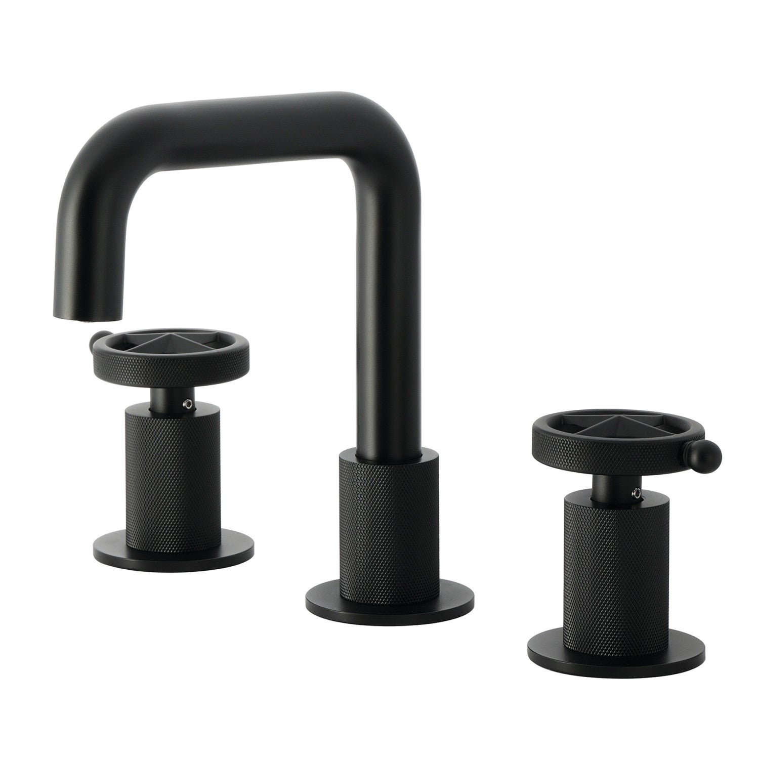 Kingston Sona KS1410RNK - Levante Two-Handle 3-Hole Deck Mount Widespread Bathroom Faucet with Push Pop-Up Drain, Matte Black