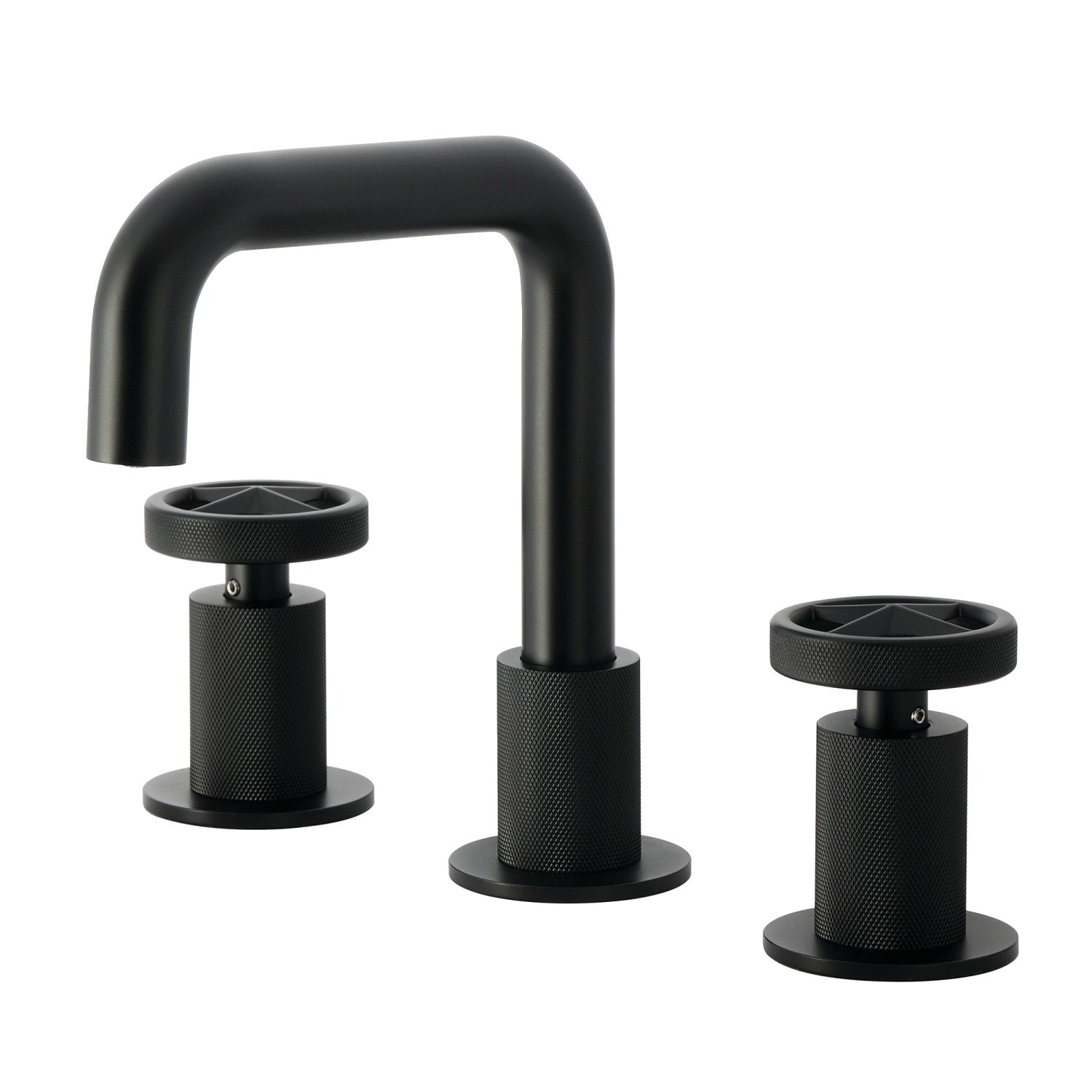 Kingston Sona KS1410RNX - Ostro Two-Handle 3-Hole Deck Mount Widespread Bathroom Faucet with Push Pop-Up Drain, Matte Black