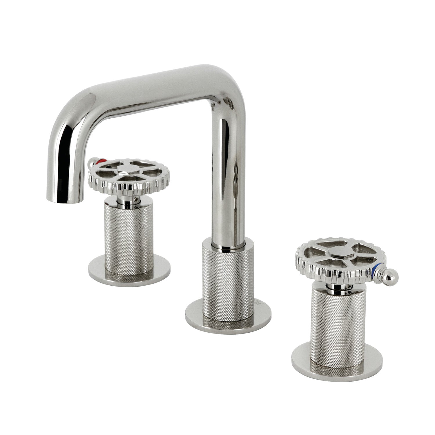 Kingston Sona KS1416CG - Fuller Two-Handle 3-Hole Deck Mount Widespread Bathroom Faucet with Push Pop-Up Drain, Polished Nickel