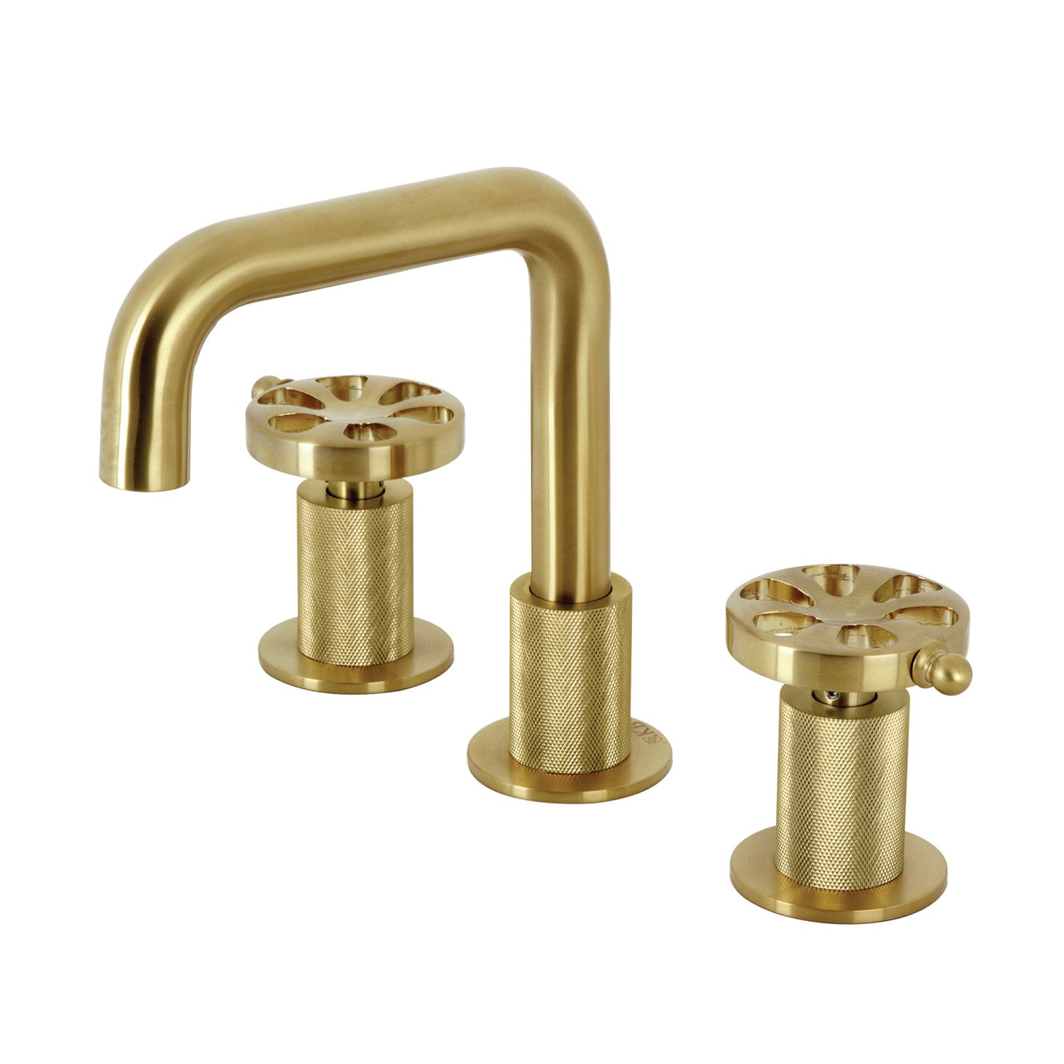 Kingston Sona KS1417RX - Belknap Two-Handle 3-Hole Deck Mount Widespread Bathroom Faucet with Push Pop-Up Drain, Brushed Brass