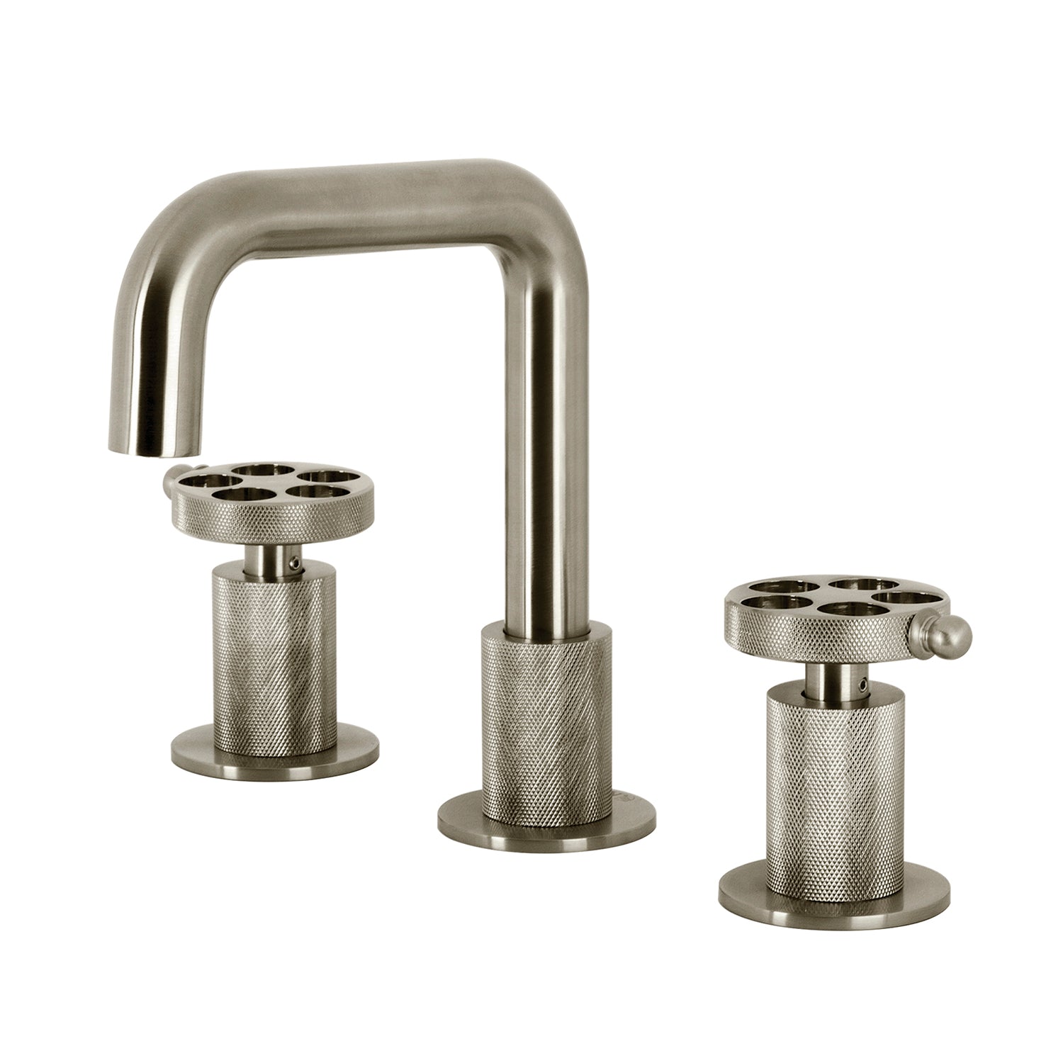 Kingston Sona KS1418RKZ - Wendell Two-Handle 3-Hole Deck Mount Widespread Bathroom Faucet with Knurled Handle and Push Pop-Up Drain, Brushed Nickel
