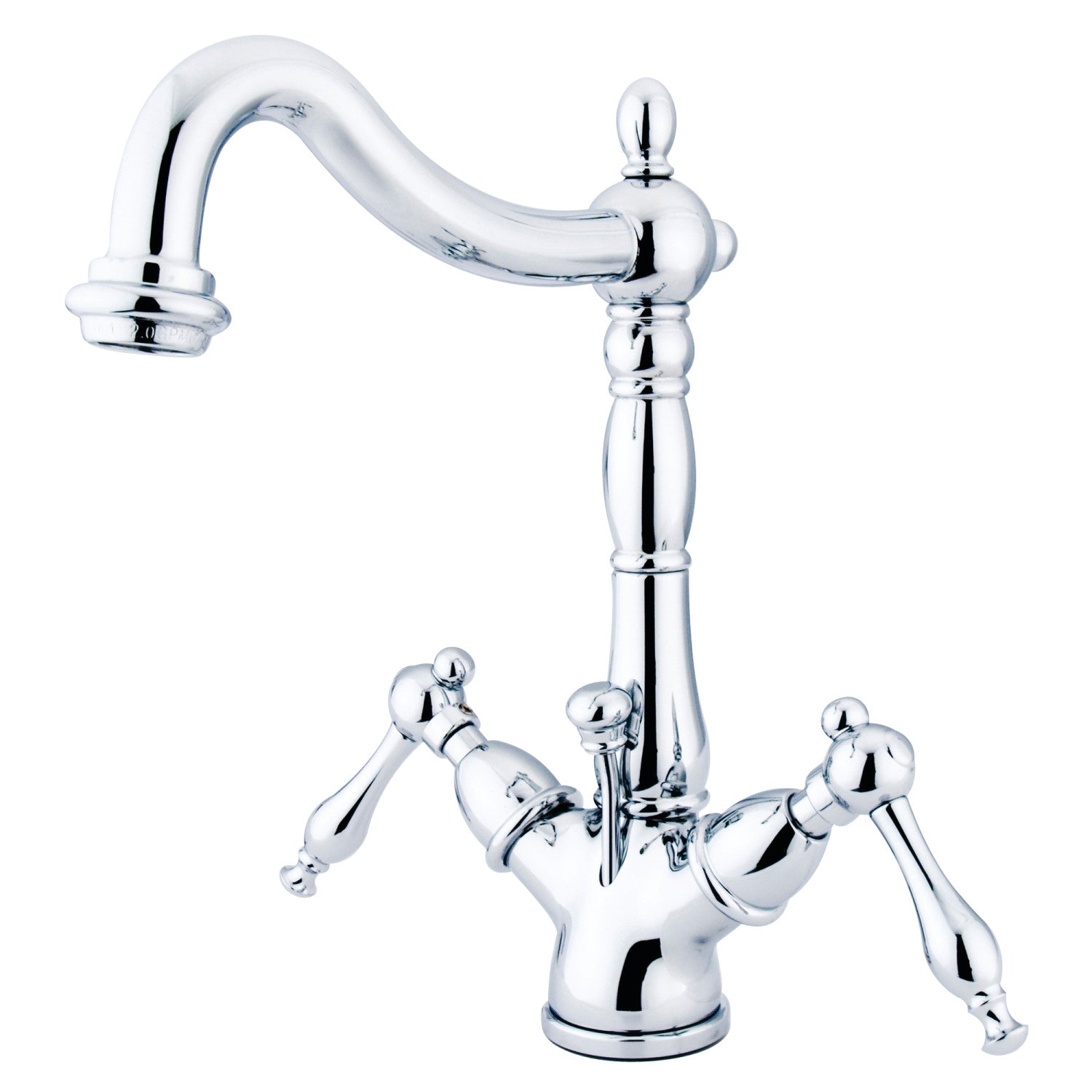 Kingston Heirloom KS1431NL - Naples Double-Handle 1-or-3 Hole Deck Mount 4-Inch Centerset Bathroom Faucet with Brass Pop-Up, Polished Chrome