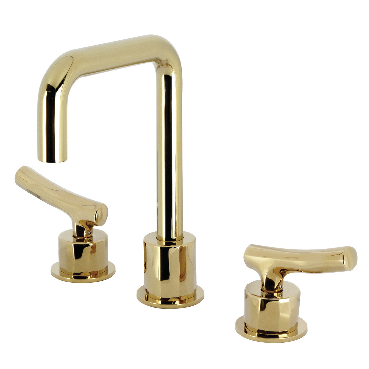 Kingston Sona KS1452TKL - Hallerbos Two-Handle 3-Hole Deck Mount Widespread Bathroom Faucet with Push Pop-Up Drain, Polished Brass
