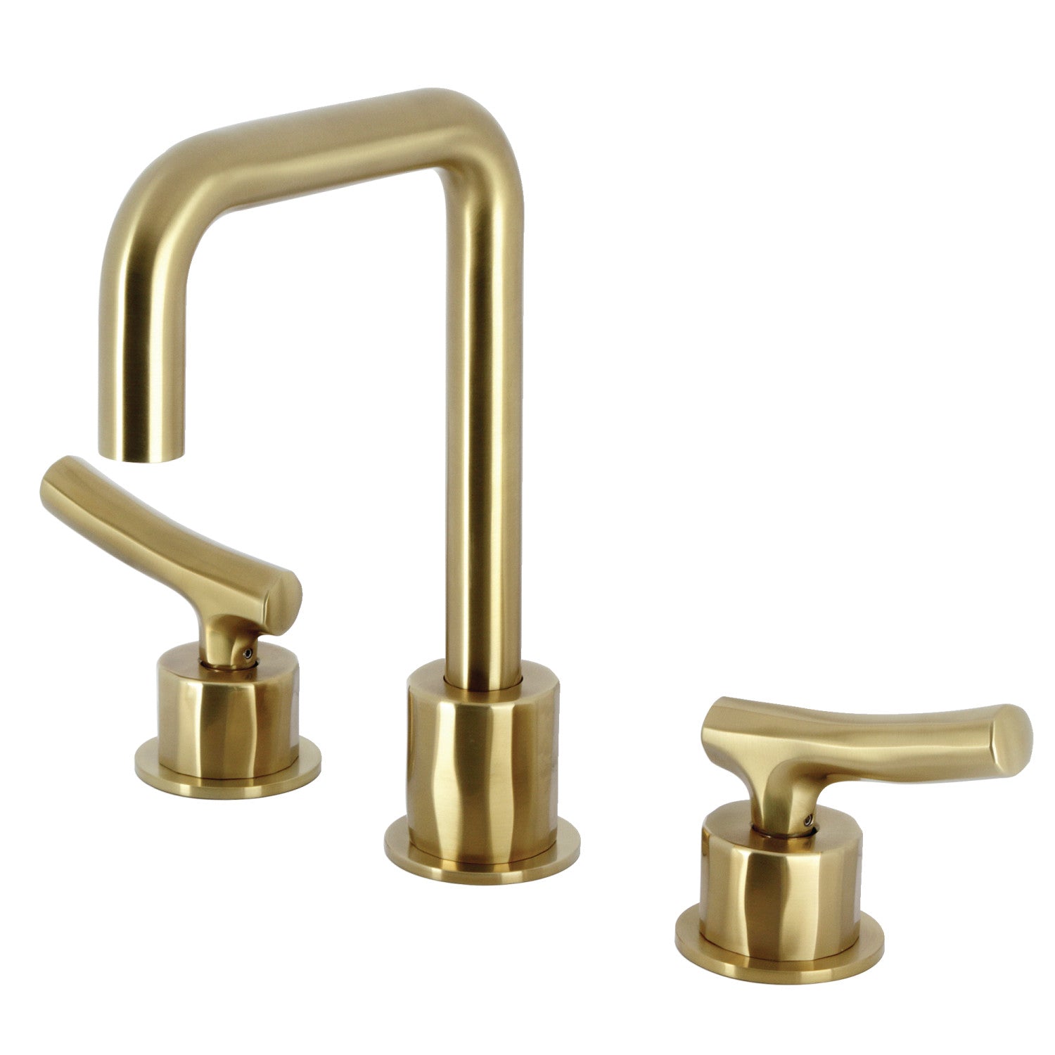 Kingston Sona KS1457TKL - Hallerbos Two-Handle 3-Hole Deck Mount Widespread Bathroom Faucet with Push Pop-Up Drain, Brushed Brass