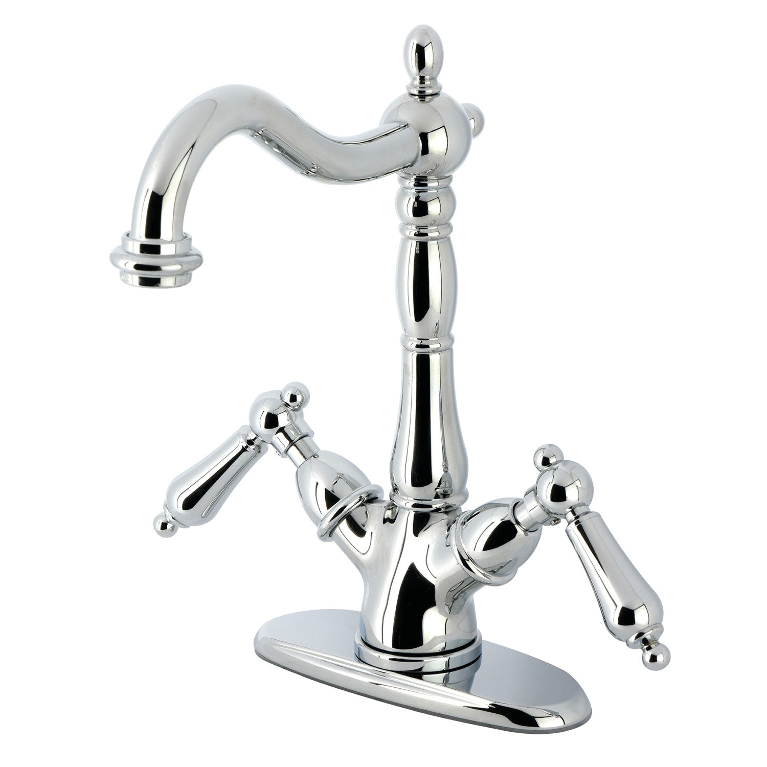 Kingston Heirloom KS1491AL - Heritage Two-Handle 1-or-3 Hole Deck Mount Vessel Faucet, Polished Chrome
