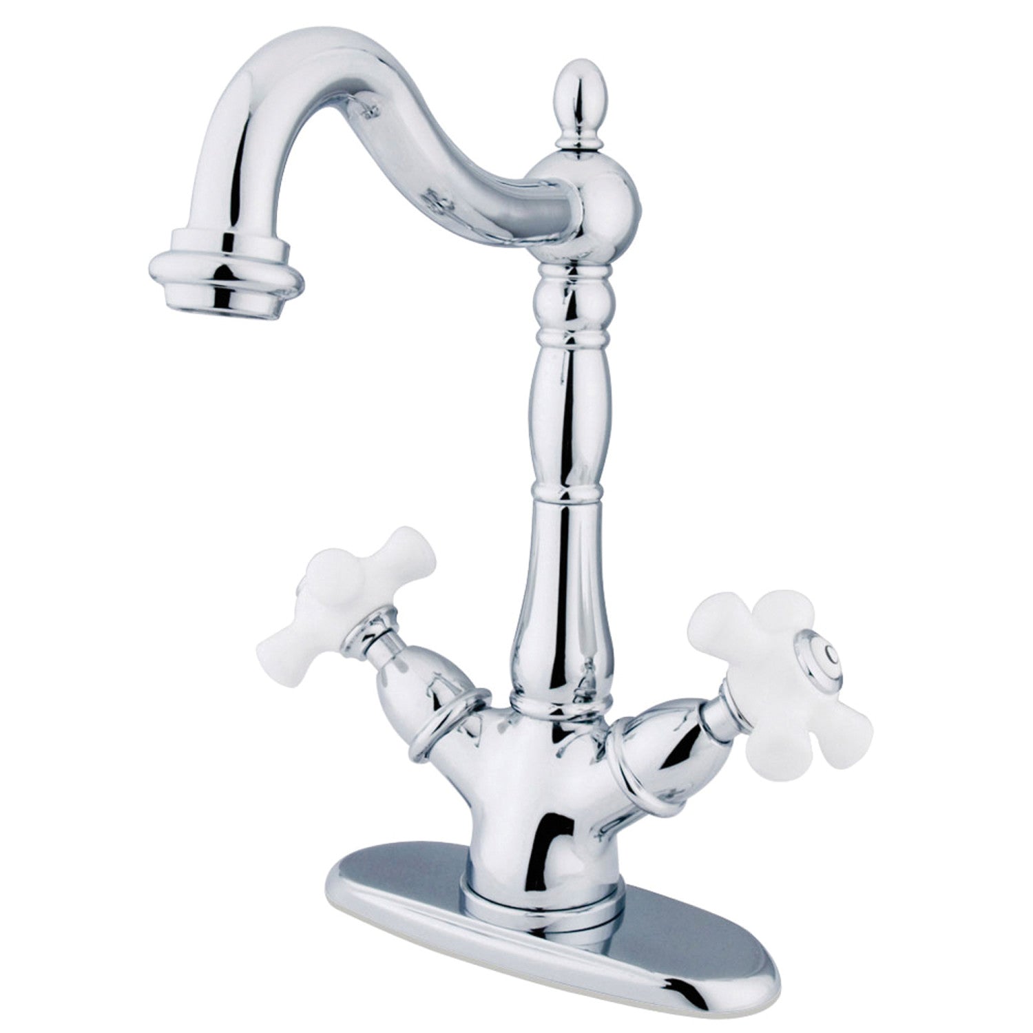 Kingston Heirloom KS1491PX - Heritage Two-Handle 1-or-3 Hole Deck Mount Vessel Faucet, Polished Chrome