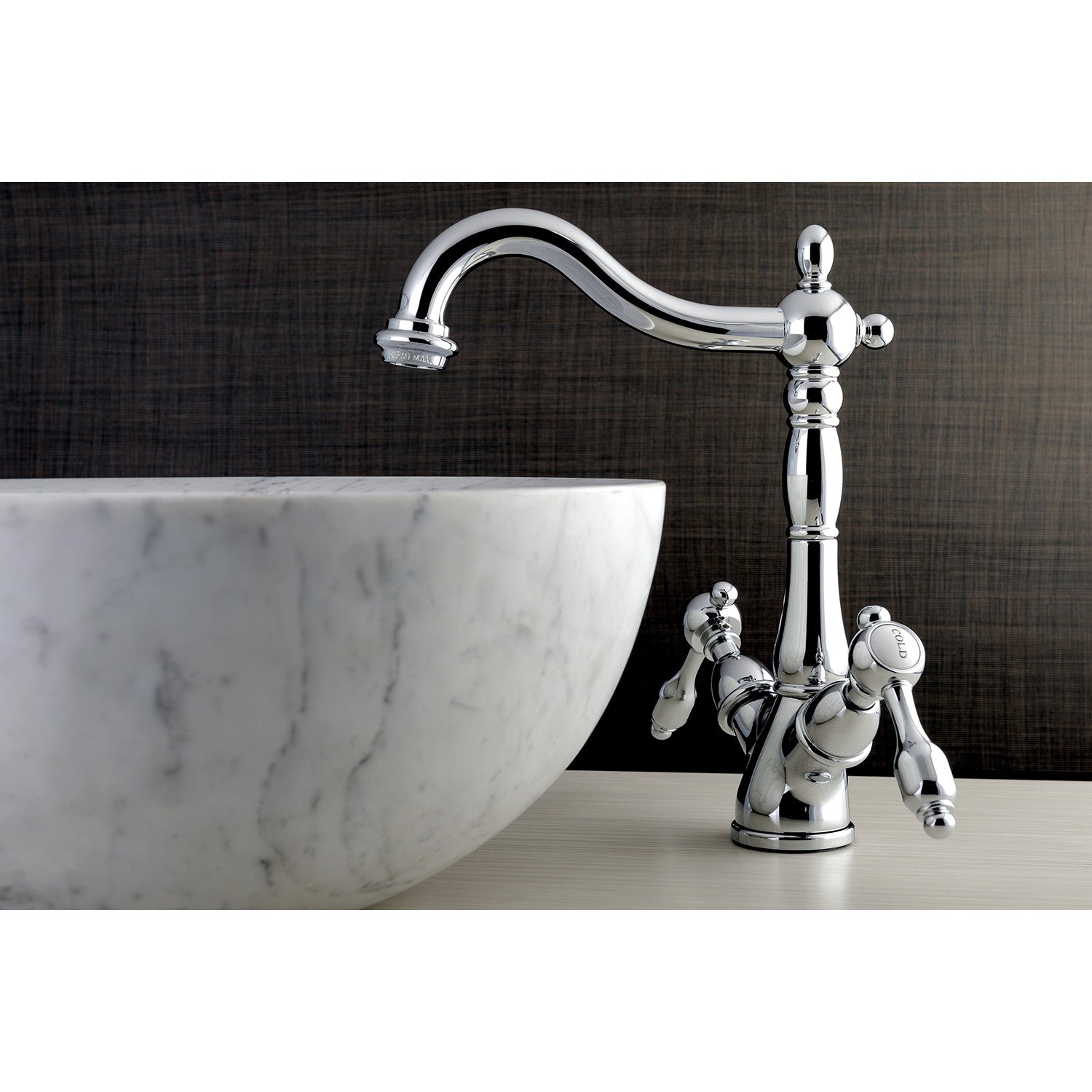 Kingston Heirloom KS1491TAL - Tudor Two-Handle 1-or-3 Hole Deck Mount Vessel Faucet, Polished Chrome — thumbnail 2