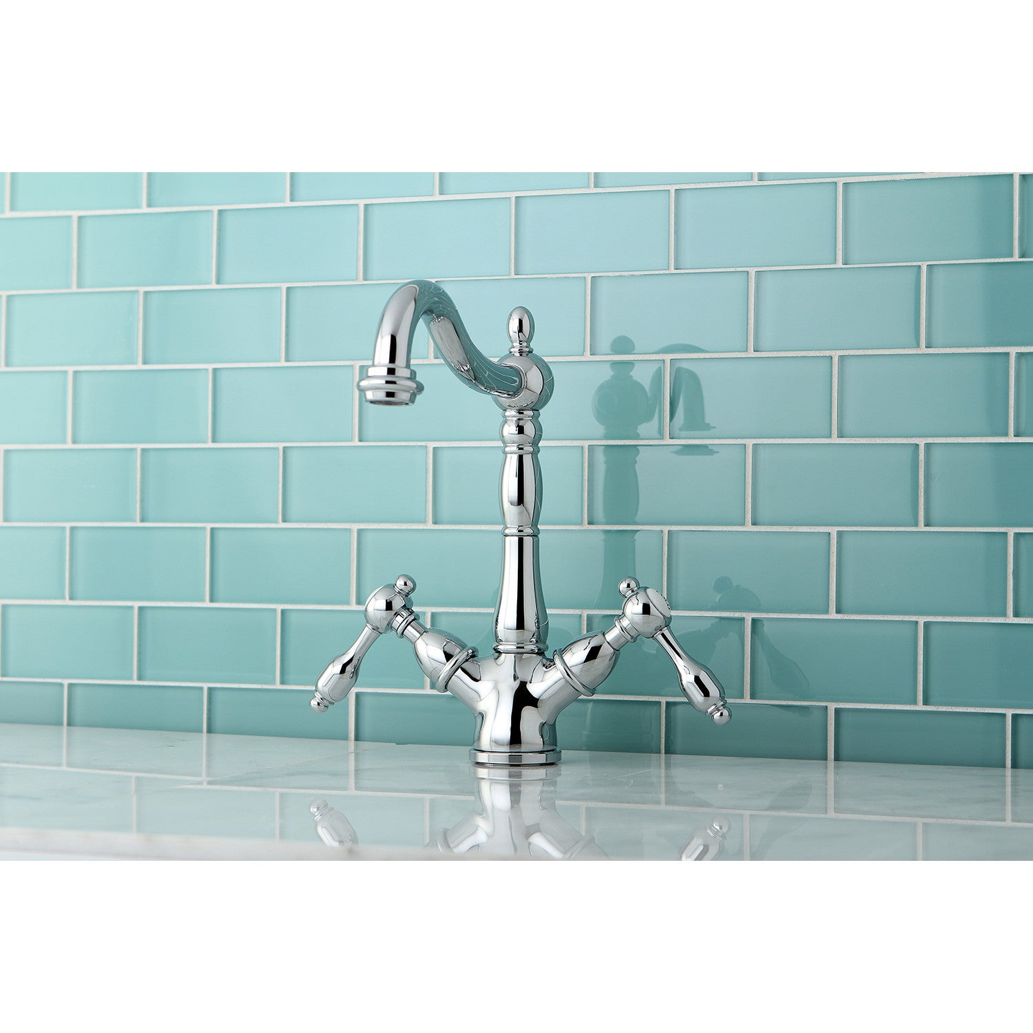 Kingston Heirloom KS1491TAL - Tudor Two-Handle 1-or-3 Hole Deck Mount Vessel Faucet, Polished Chrome — thumbnail 3