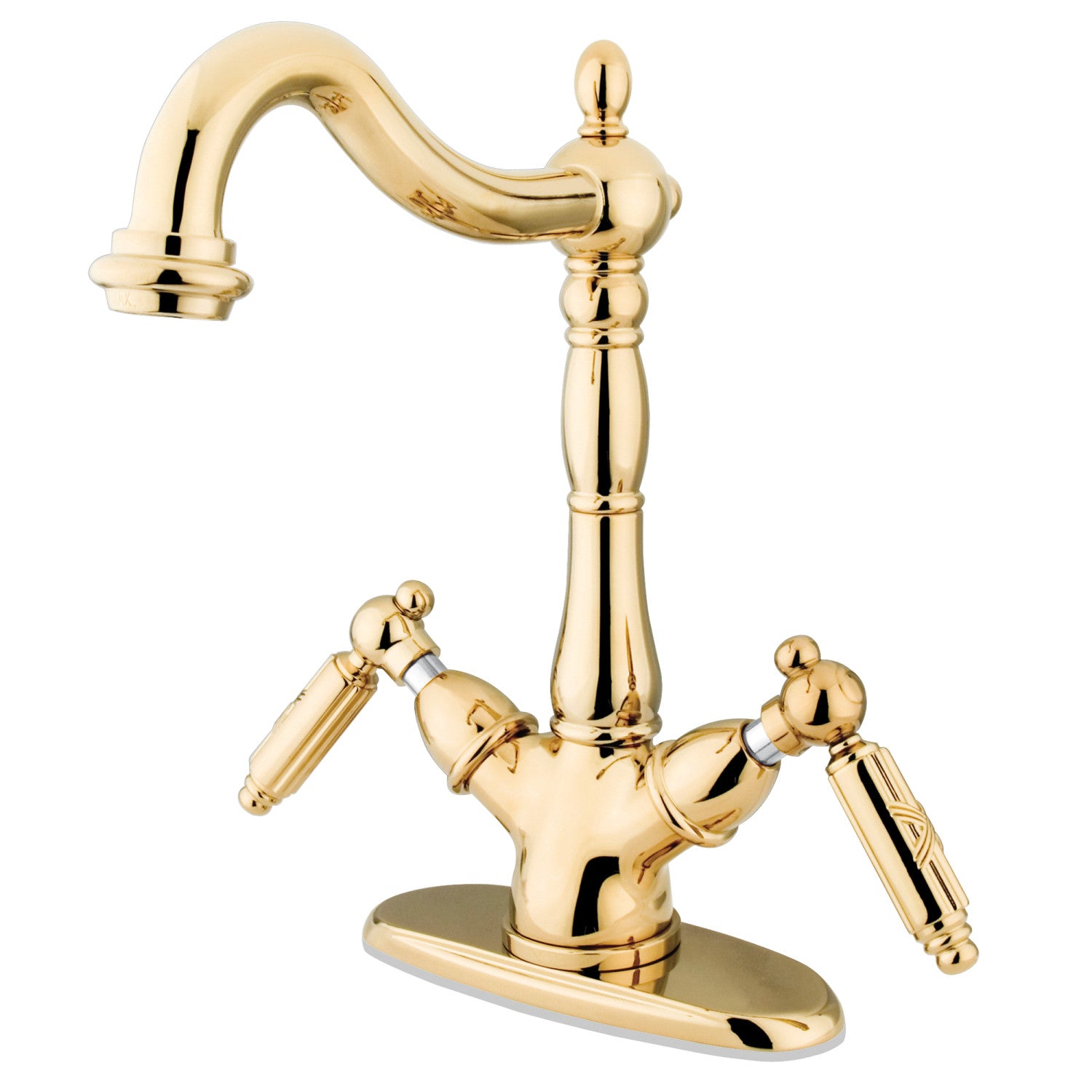 Kingston Heirloom KS1492GL - Heritage Two-Handle 1-or-3 Hole Deck Mount Vessel Faucet, Polished Brass
