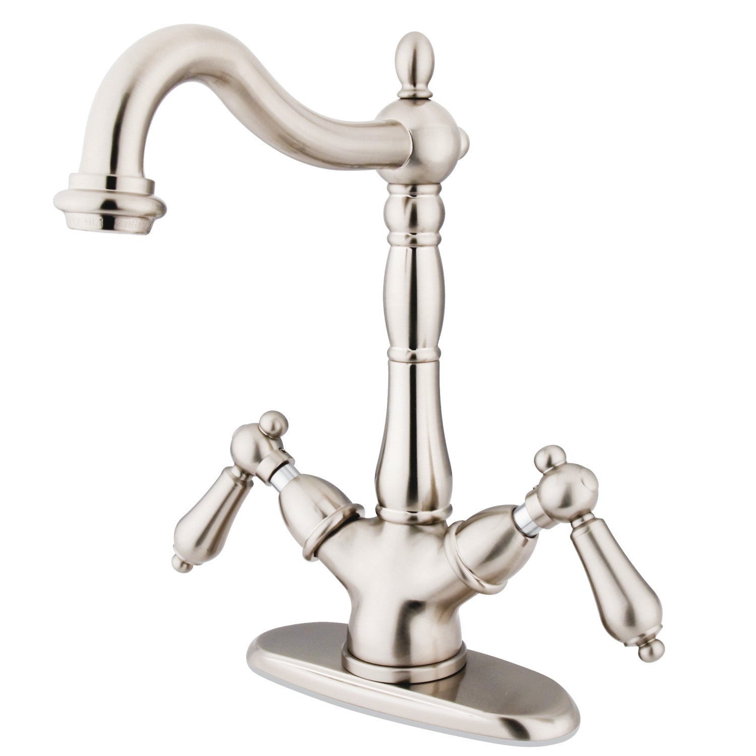 Kingston Heirloom KS1498AL - Heritage Two-Handle 1-or-3 Hole Deck Mount Vessel Faucet, Brushed Nickel