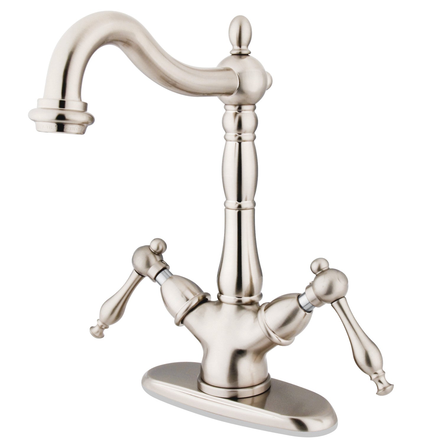 Kingston Heirloom KS1498NL - Heritage Two-Handle 1-or-3 Hole Deck Mount Vessel Faucet, Brushed Nickel