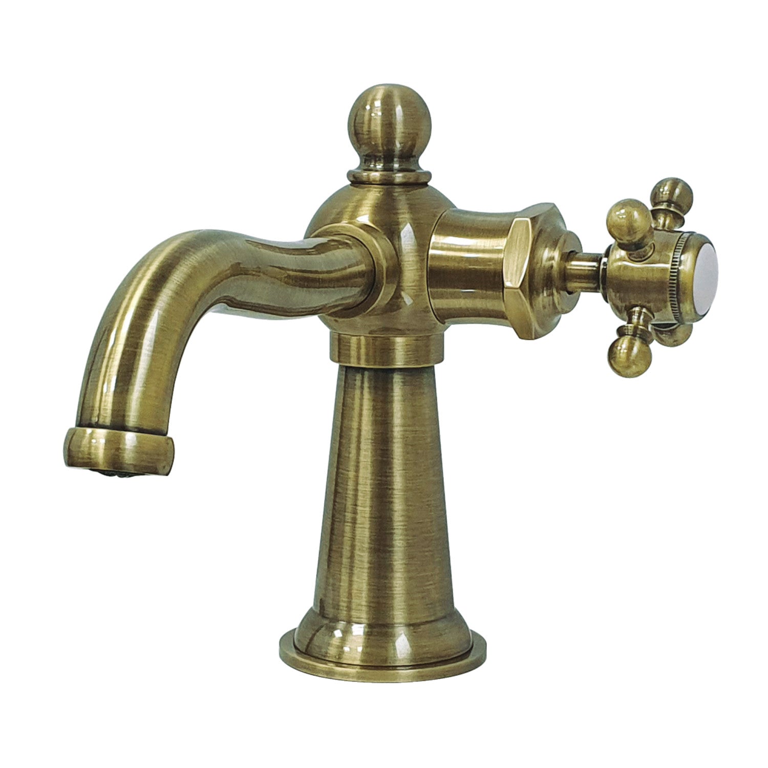 Kingston Heirloom KS154BXAB - Nautical One-Handle 1-Hole Bathroom Faucet with Push Pop-Up Drain, Antique Brass