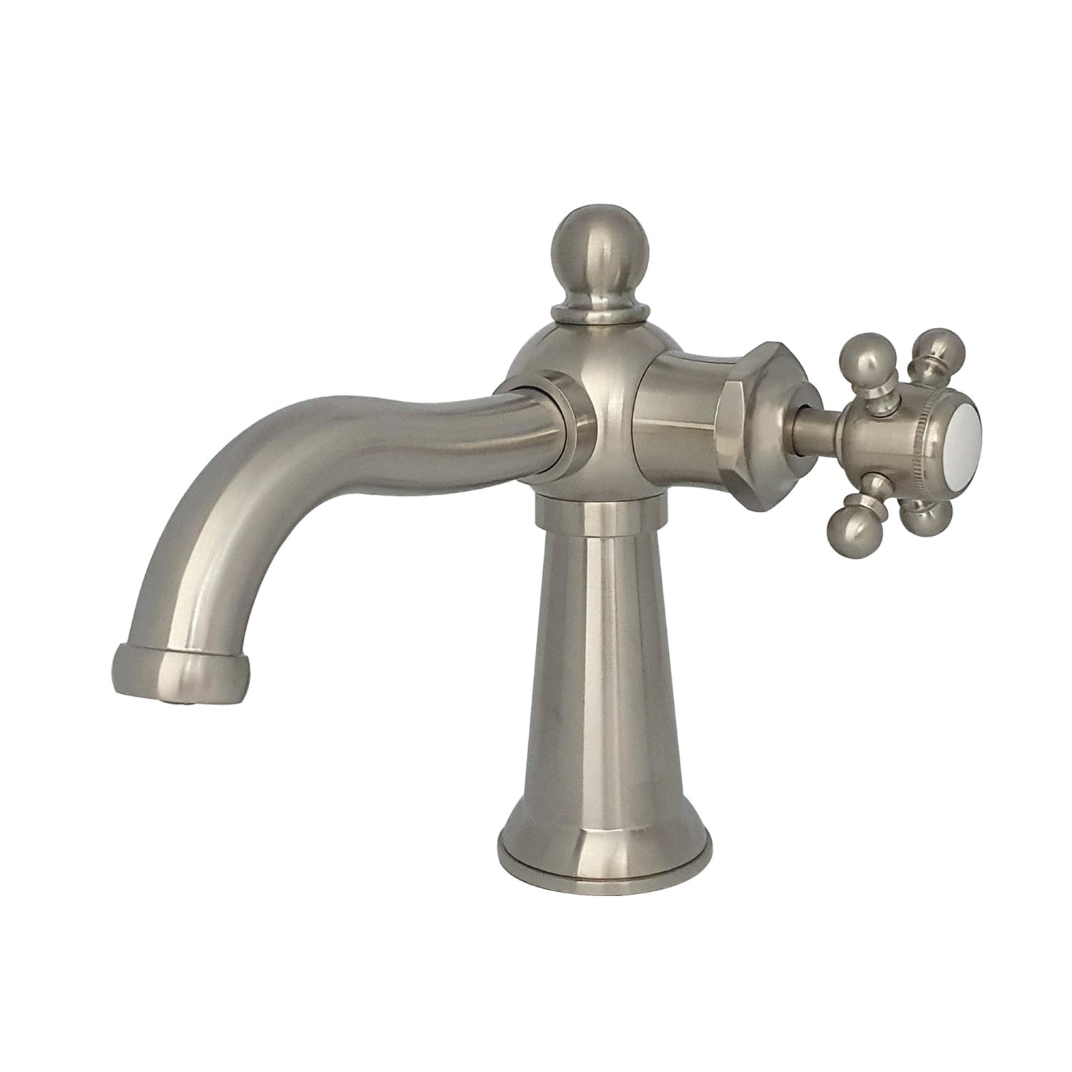 Kingston Heirloom KS154BXBN - Nautical One-Handle 1-Hole Bathroom Faucet with Push Pop-Up Drain, Brushed Nickel