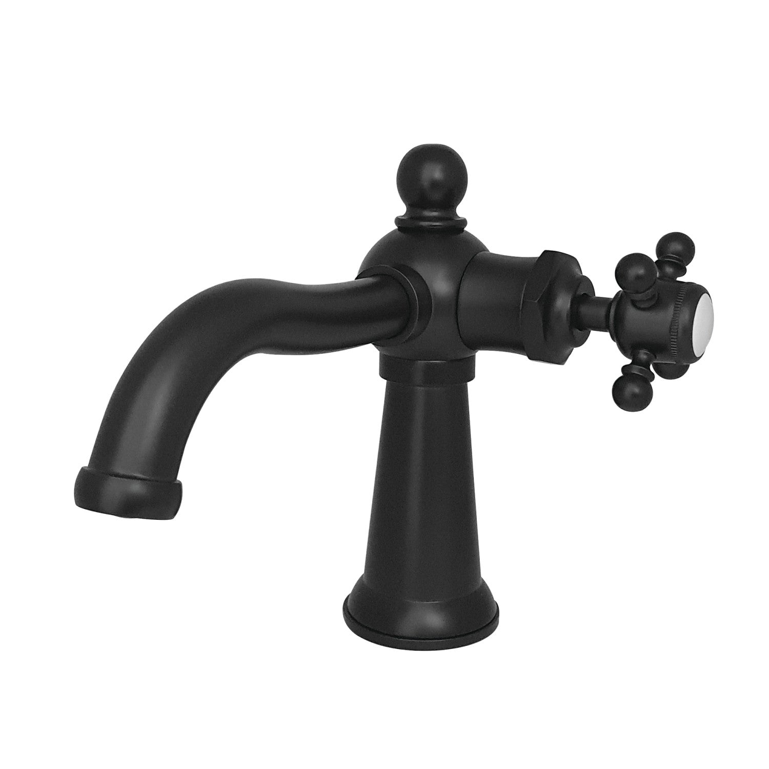 Kingston Heirloom KS154BXMB - Nautical One-Handle 1-Hole Bathroom Faucet with Push Pop-Up Drain, Matte Black