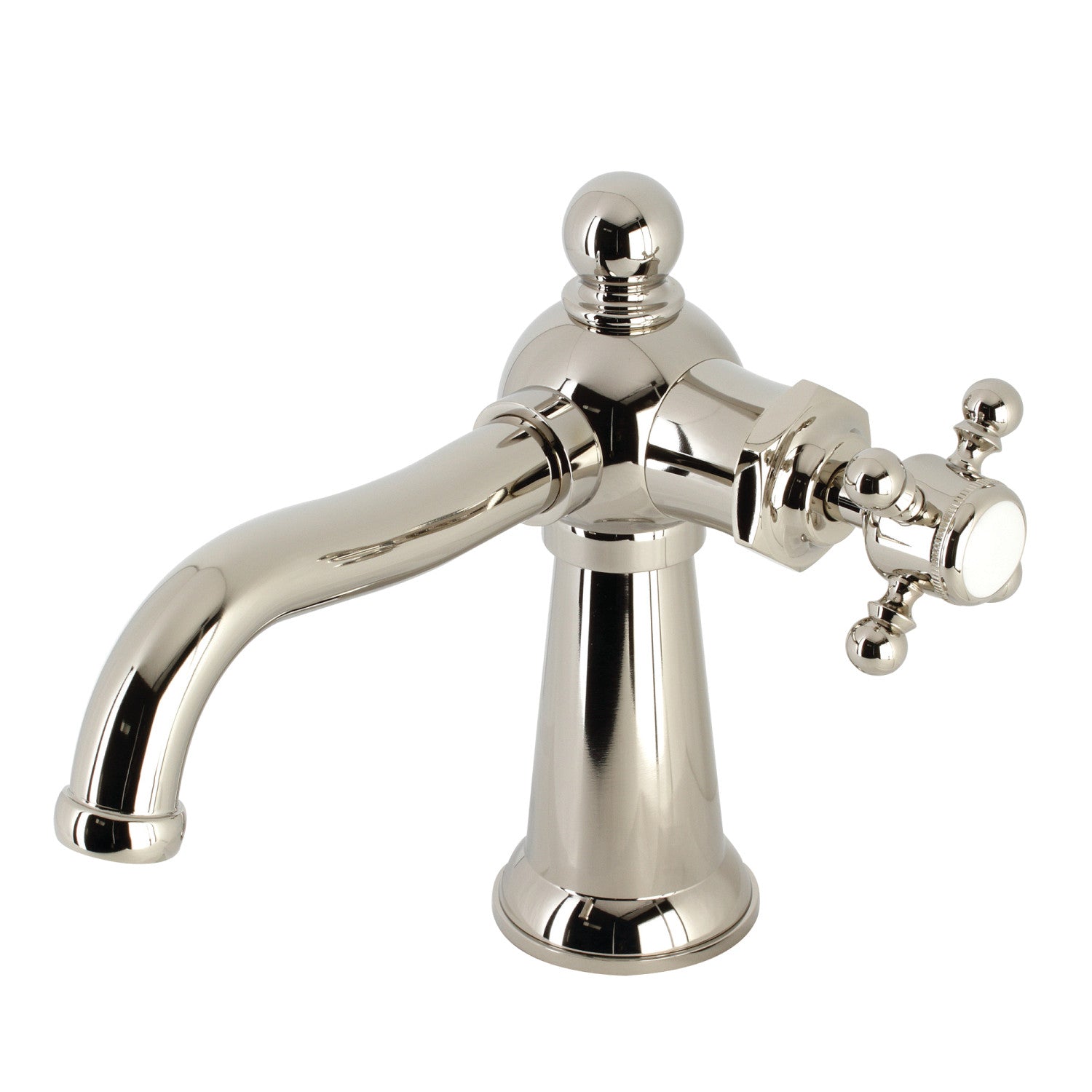 Kingston Heirloom KS154BXPN - Nautical One-Handle 1-Hole Bathroom Faucet with Push Pop-Up Drain, Polished Nickel